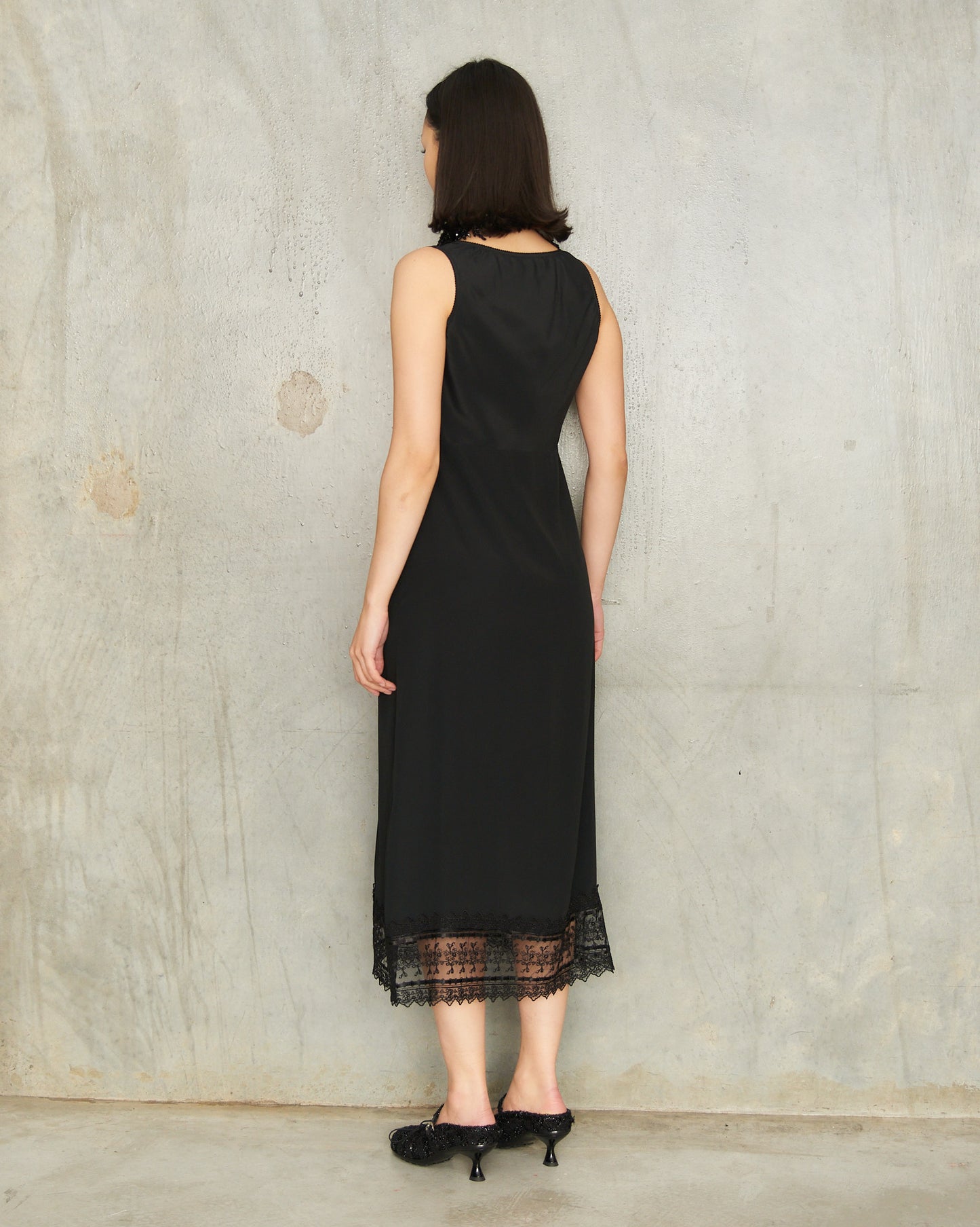 Black Scoop Neck Slip Dress