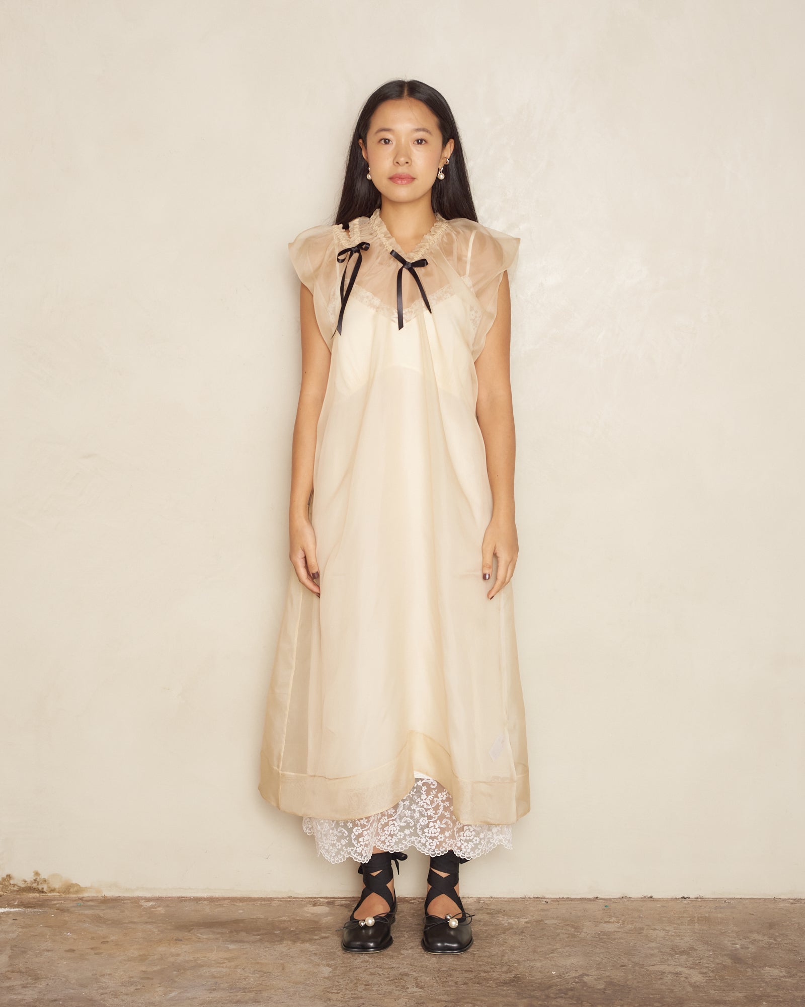 Simone Rocha Sheer Biscuit Silk Organza Shoulder Bite Dress 72530360 Simone Rocha Sheer Biscuit Silk Organza Shoulder Bite Dress 72530360