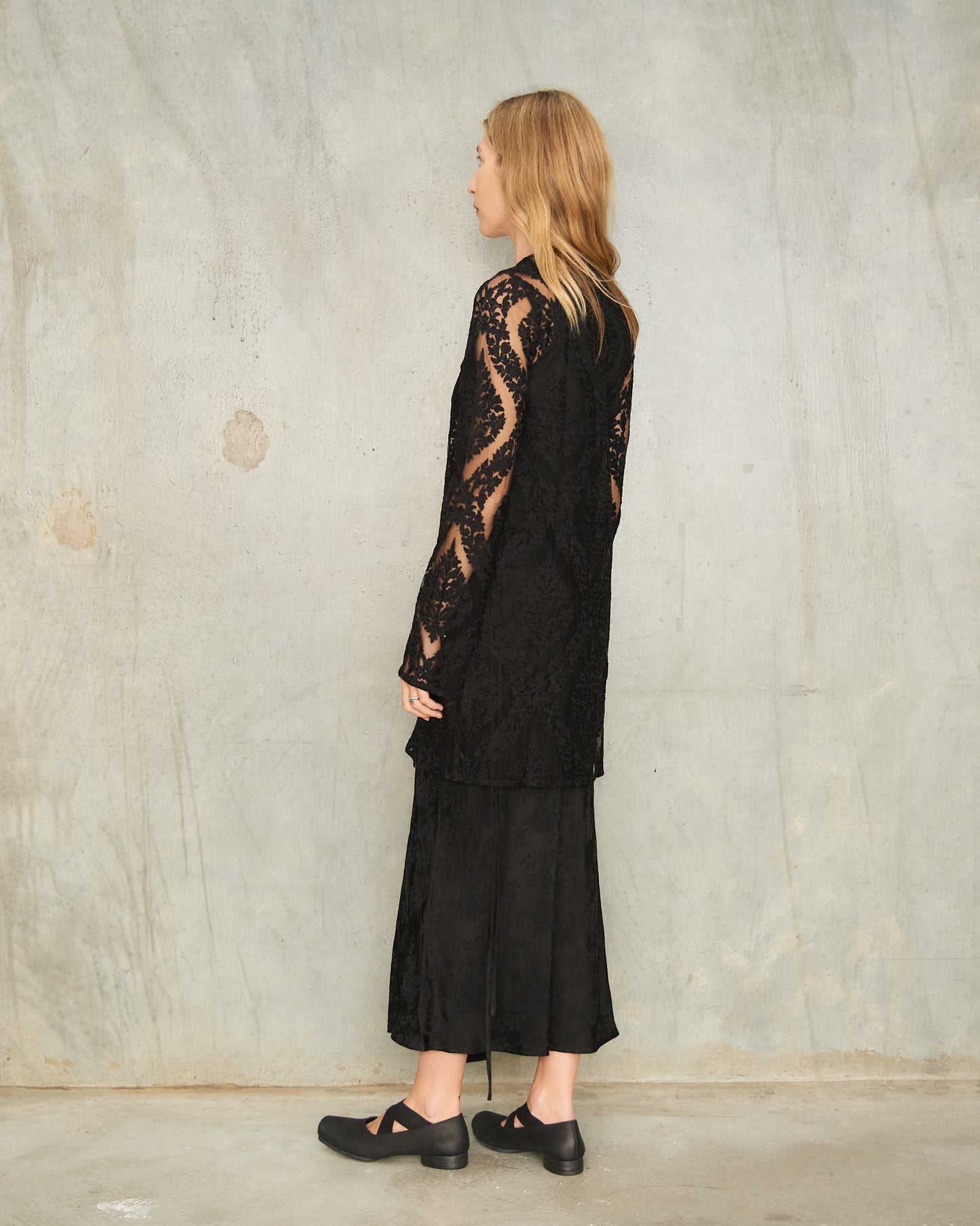 Black Antique Floral Wrap Skirt