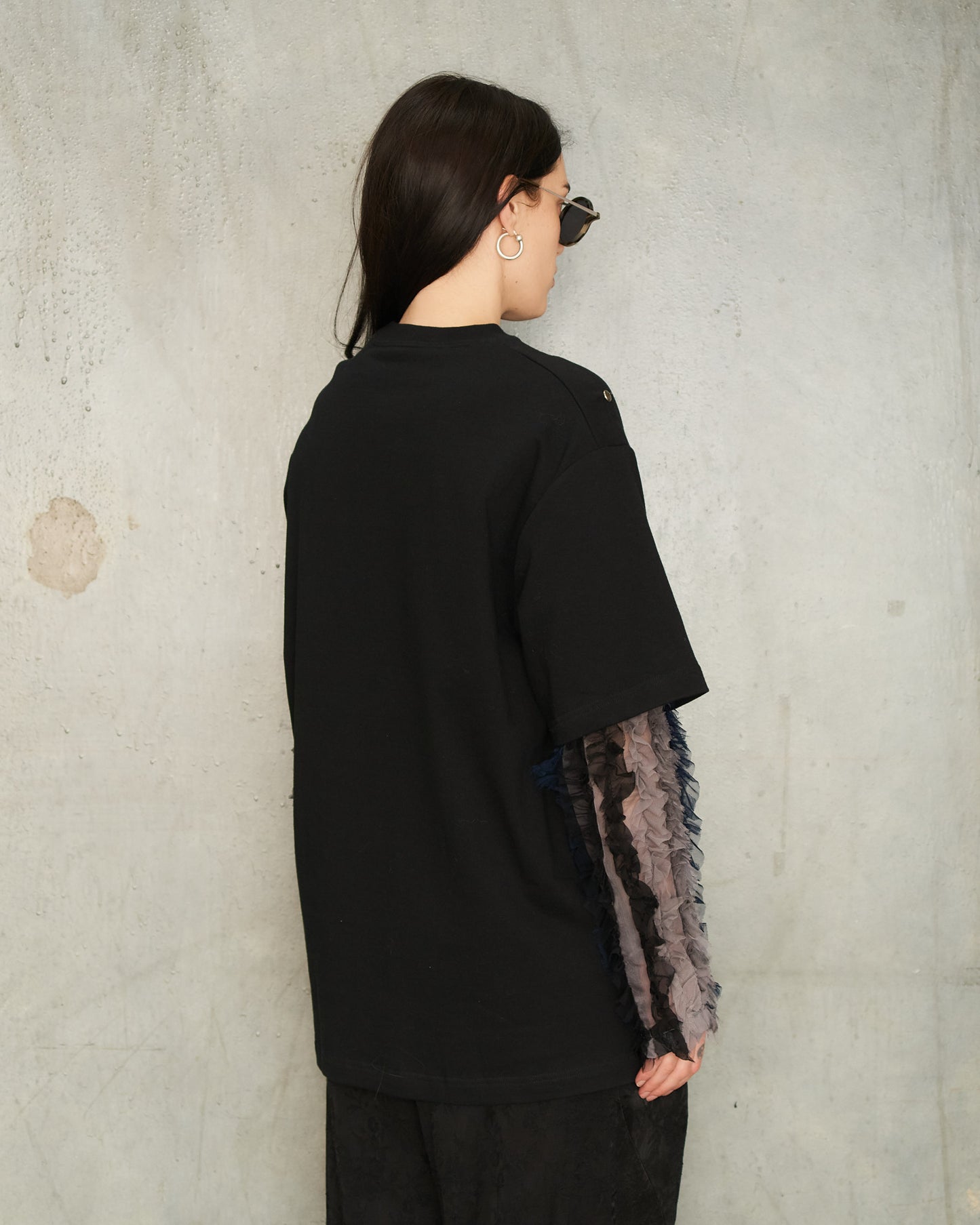 Black Bead Layered Long Sleeve Top