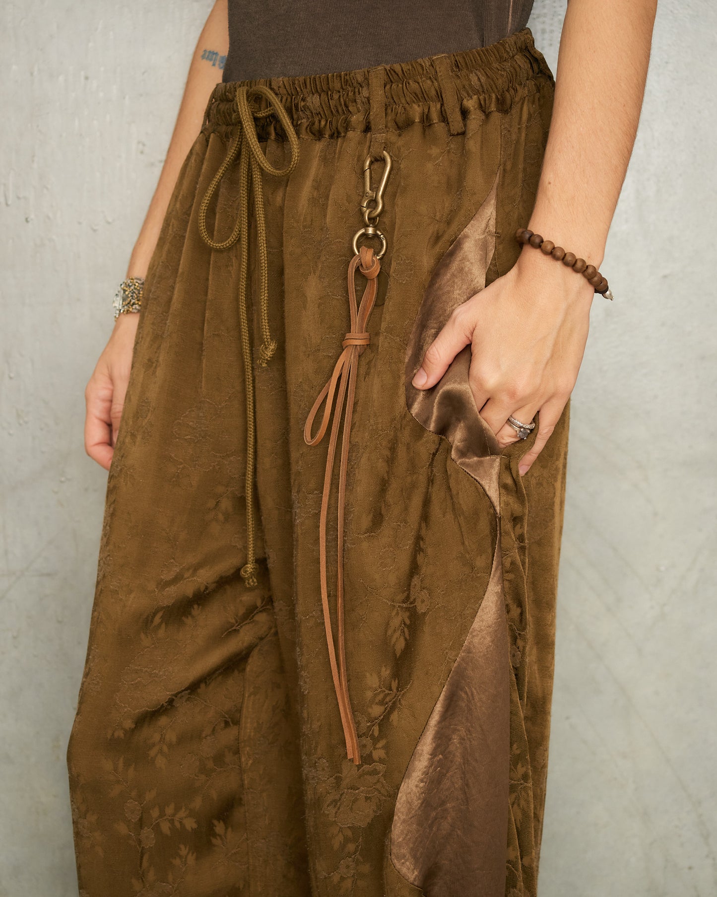 Khaki Antique Floral Pants