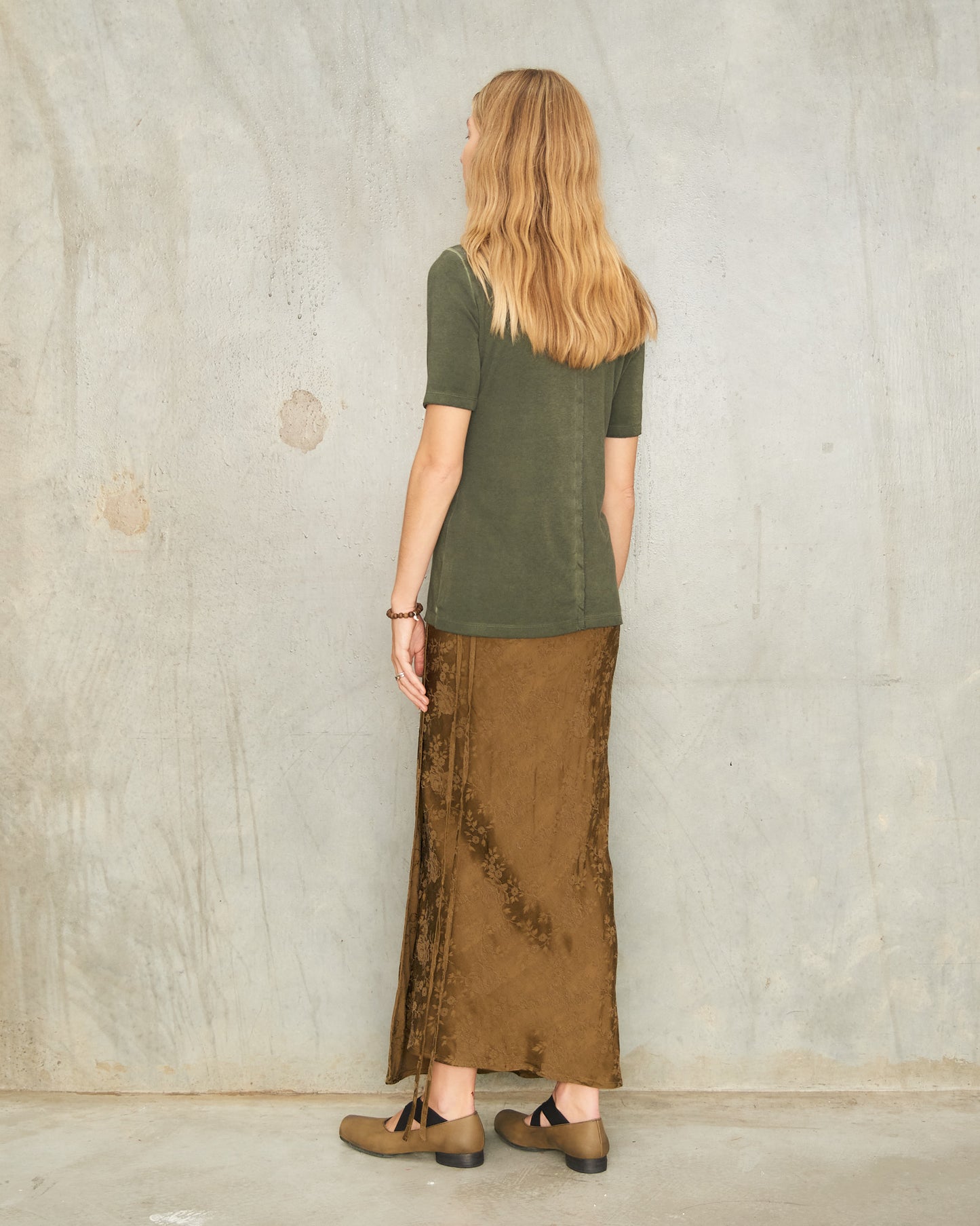 Khaki Antique Floral Wrap Skirt