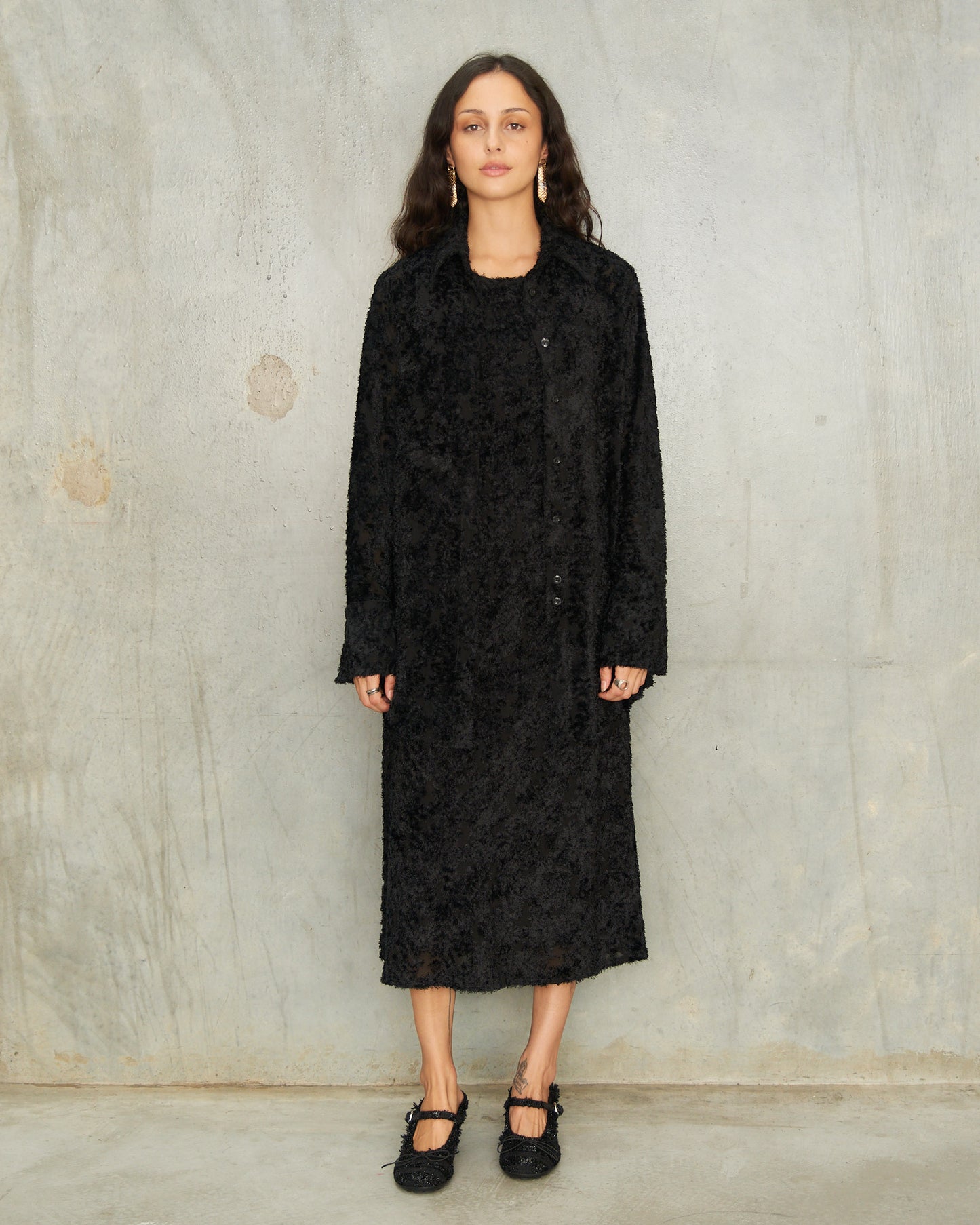 Black Shaggy Long Sleeve Shirt