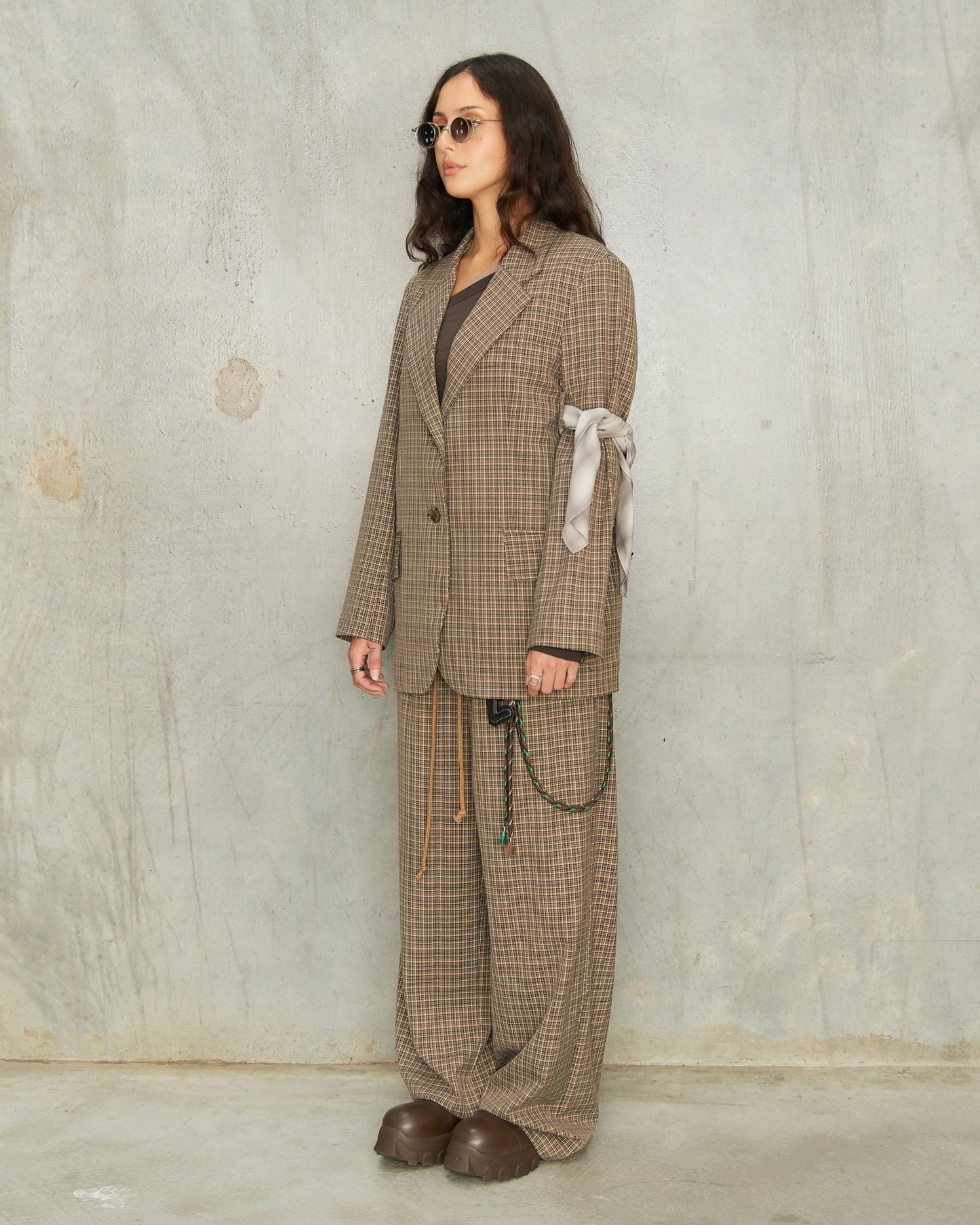 Brown Grandpa Check Tailored Blazer