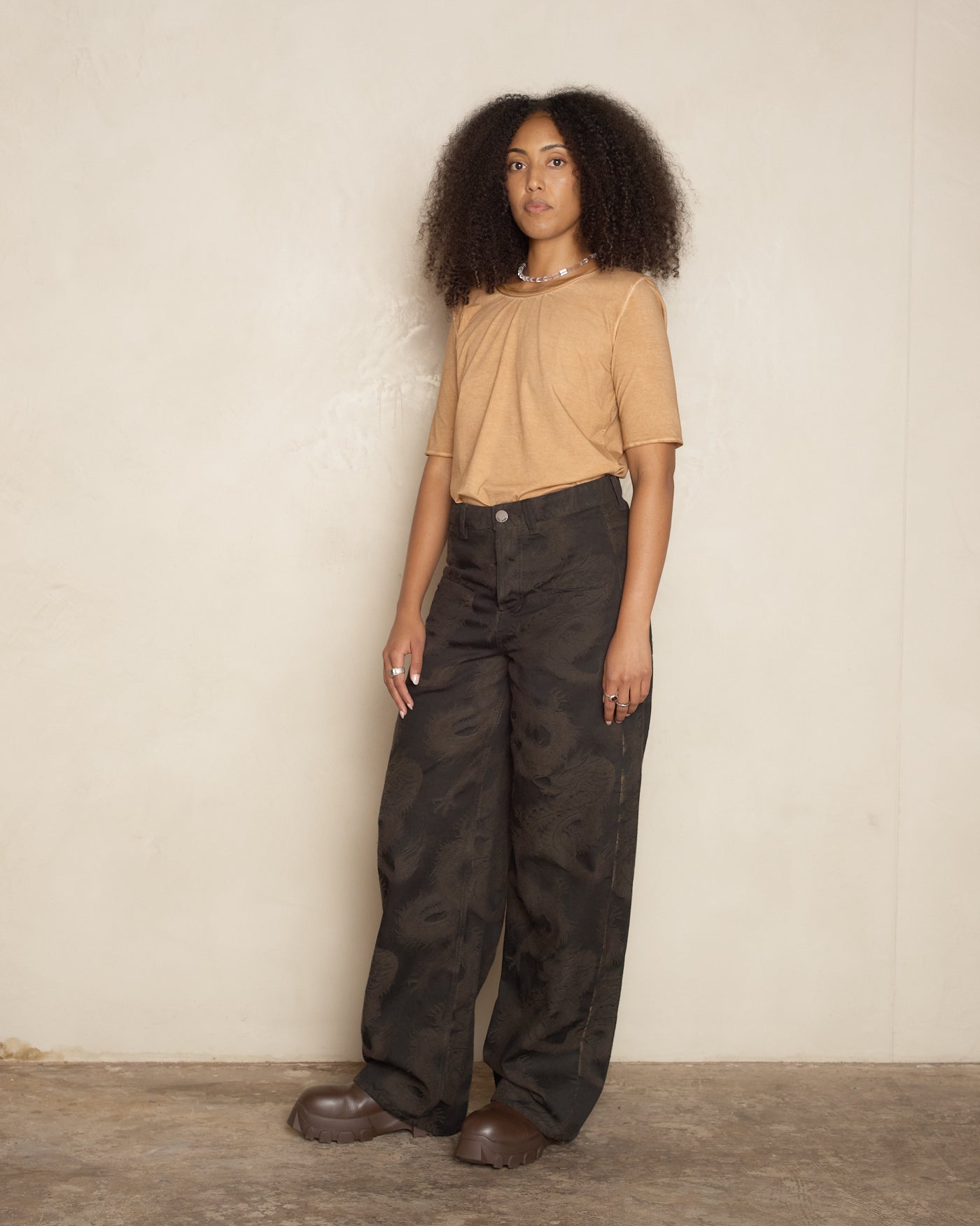 Brown & Black Denim Ball Pants