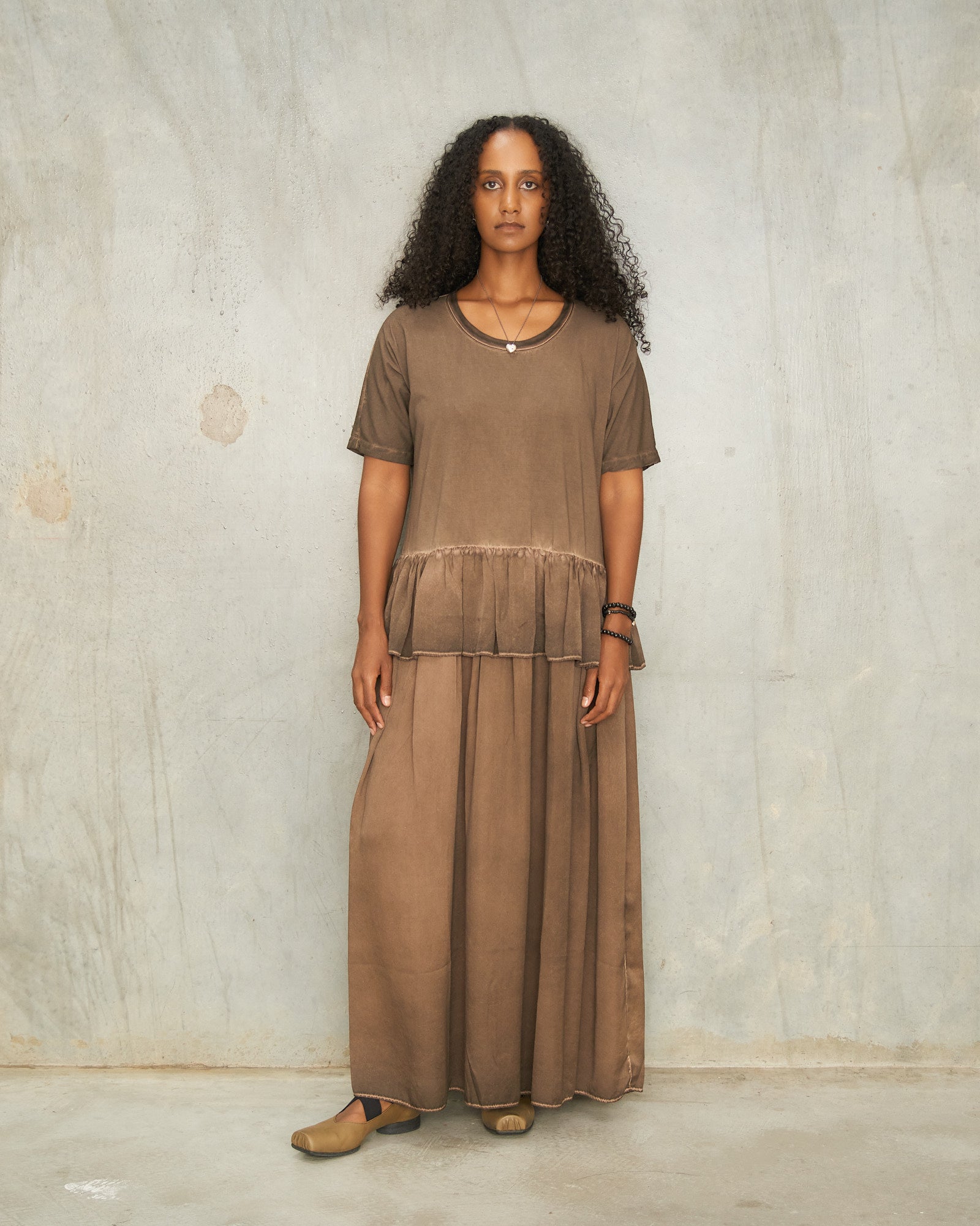 Uma Wang Brown Dyed Dudi Dress Brown UP5036 Uma Wang Brown Dyed Dudi Dress Brown UP5036