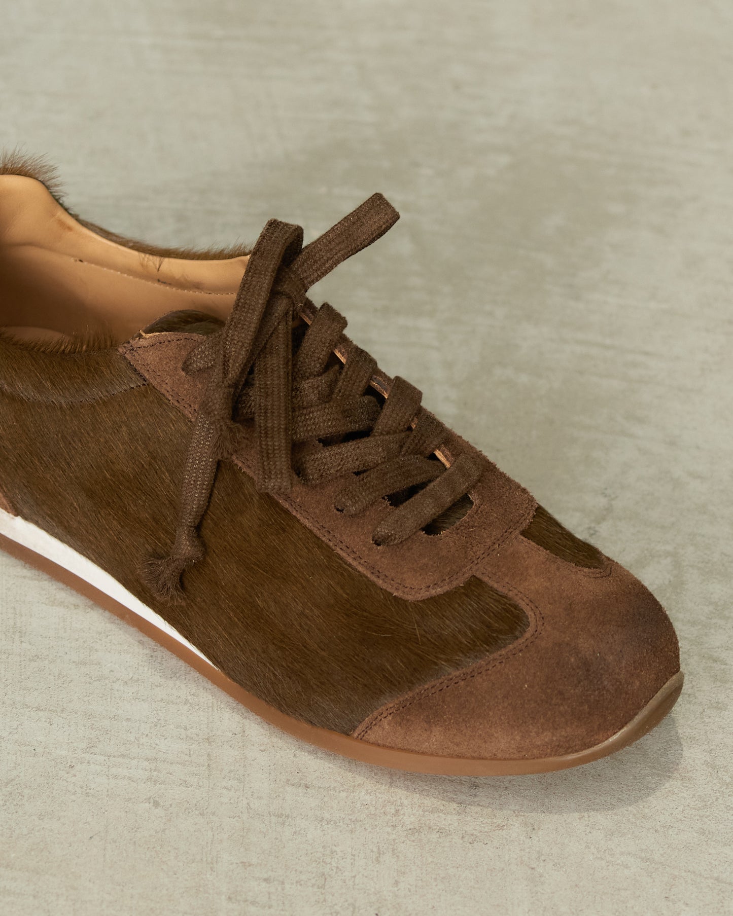 Dark Olive Horse Hair Sneakers