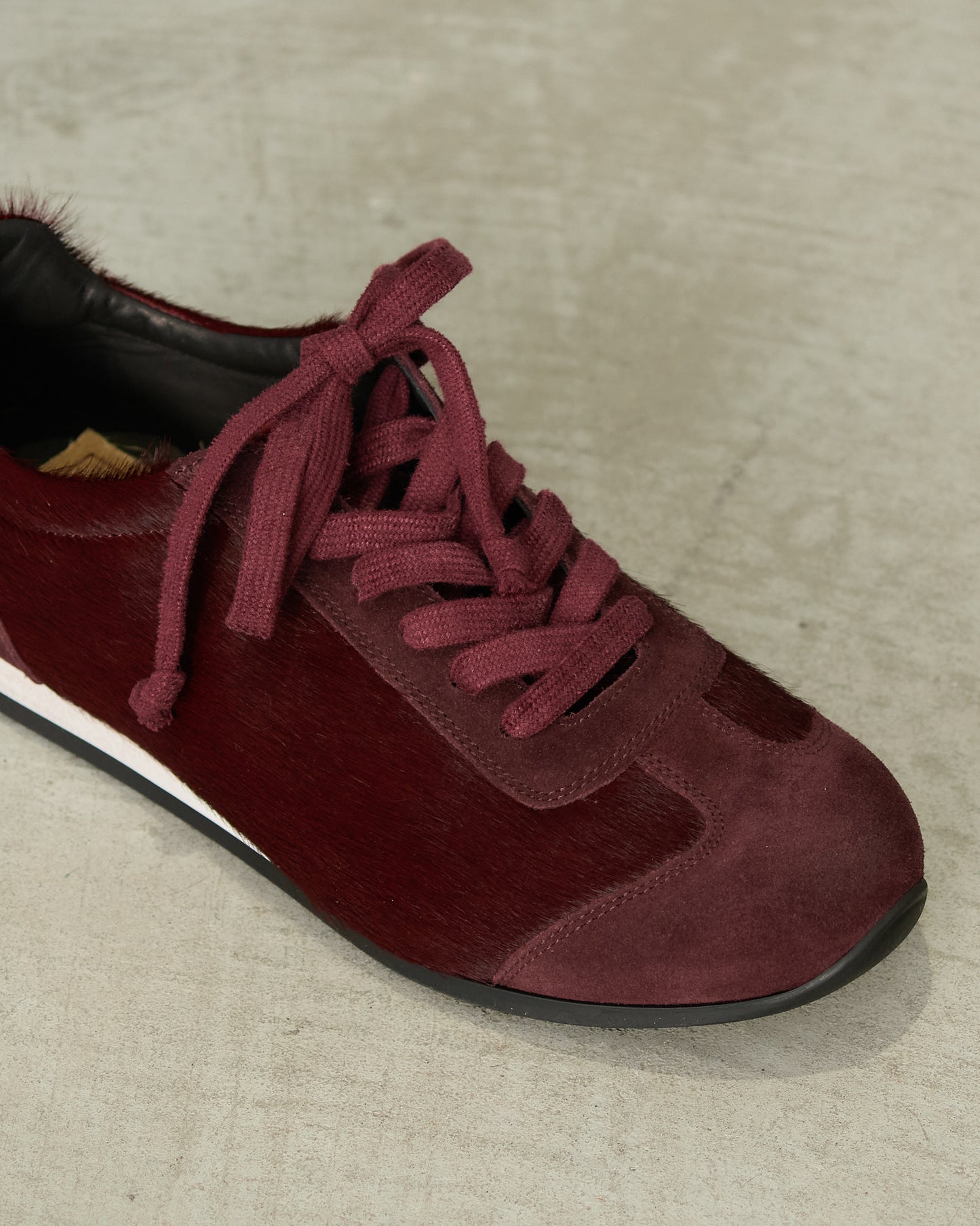 Dark Red Horse Hair Sneakers