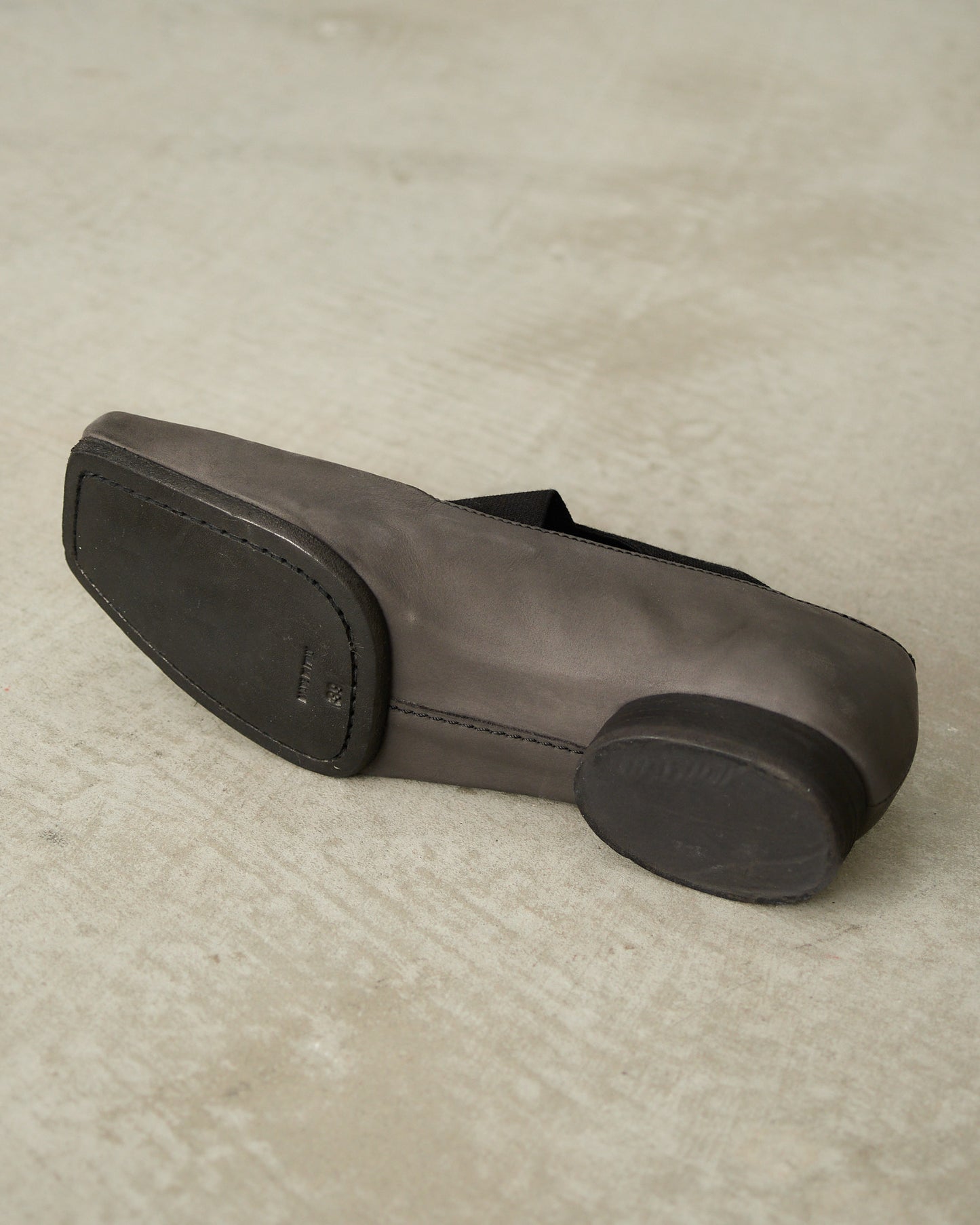 Black Grey Leather Ballet Shoes