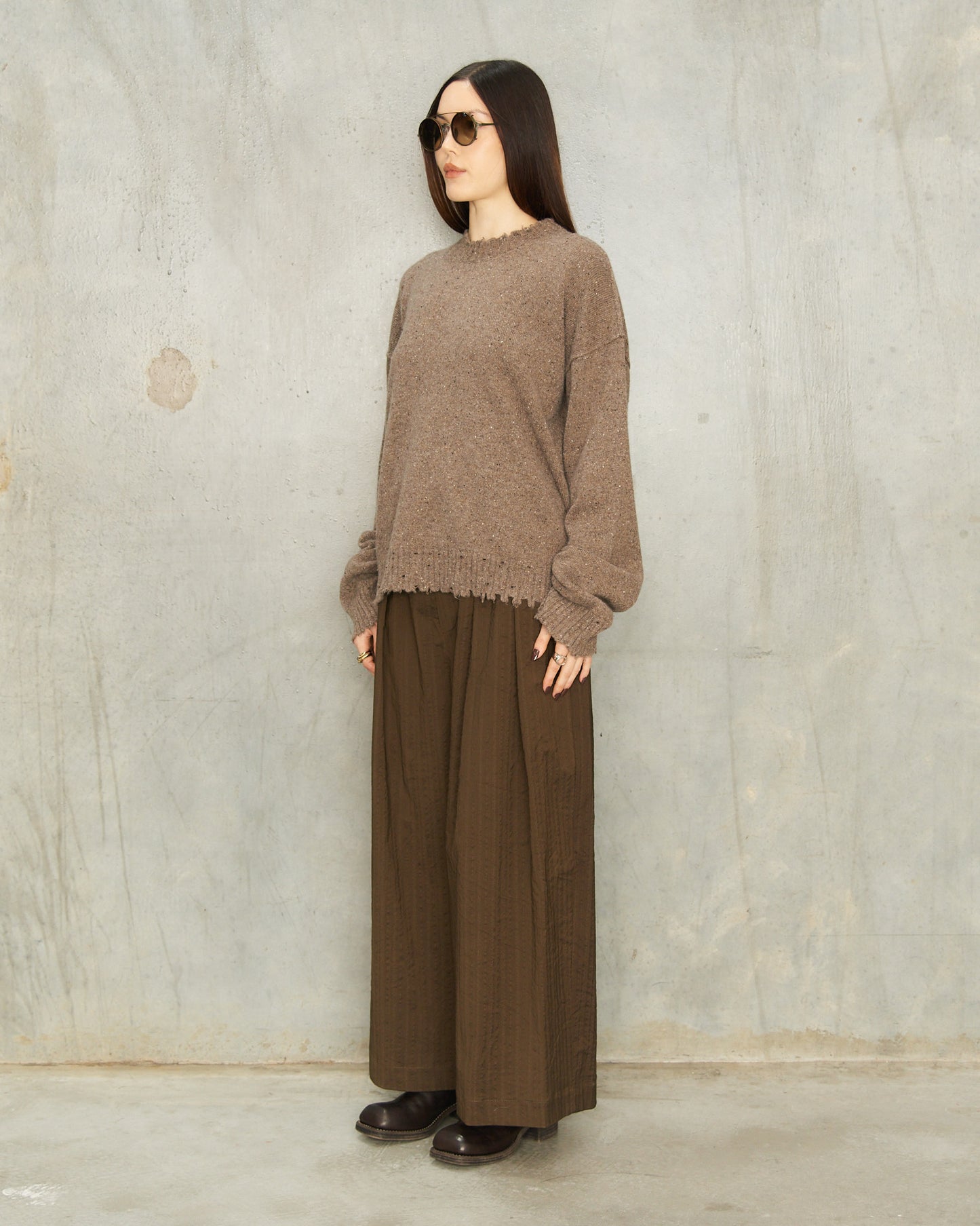 Grey Speckle Trim Sweater