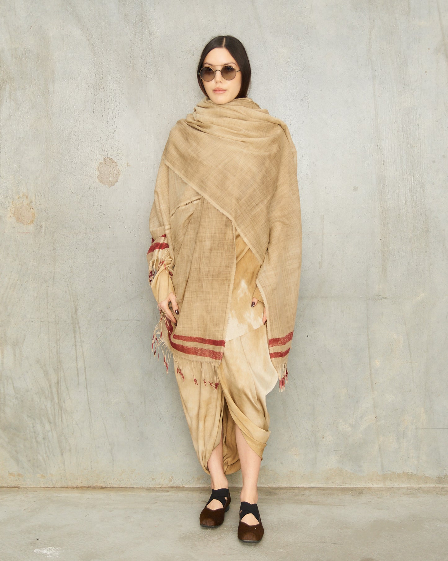 Tan Red Stripe Scarf