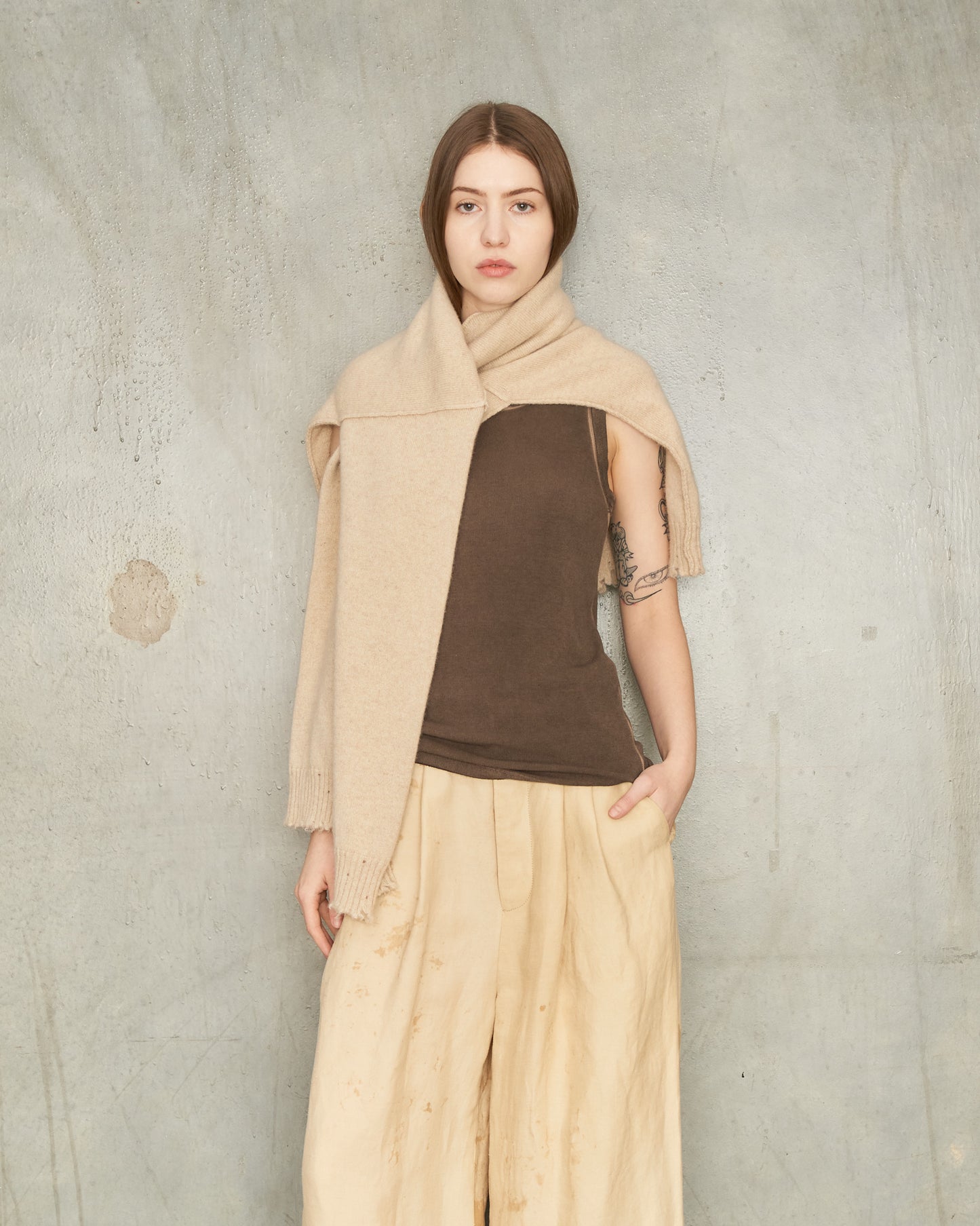 Tan Trim Wool Sweater