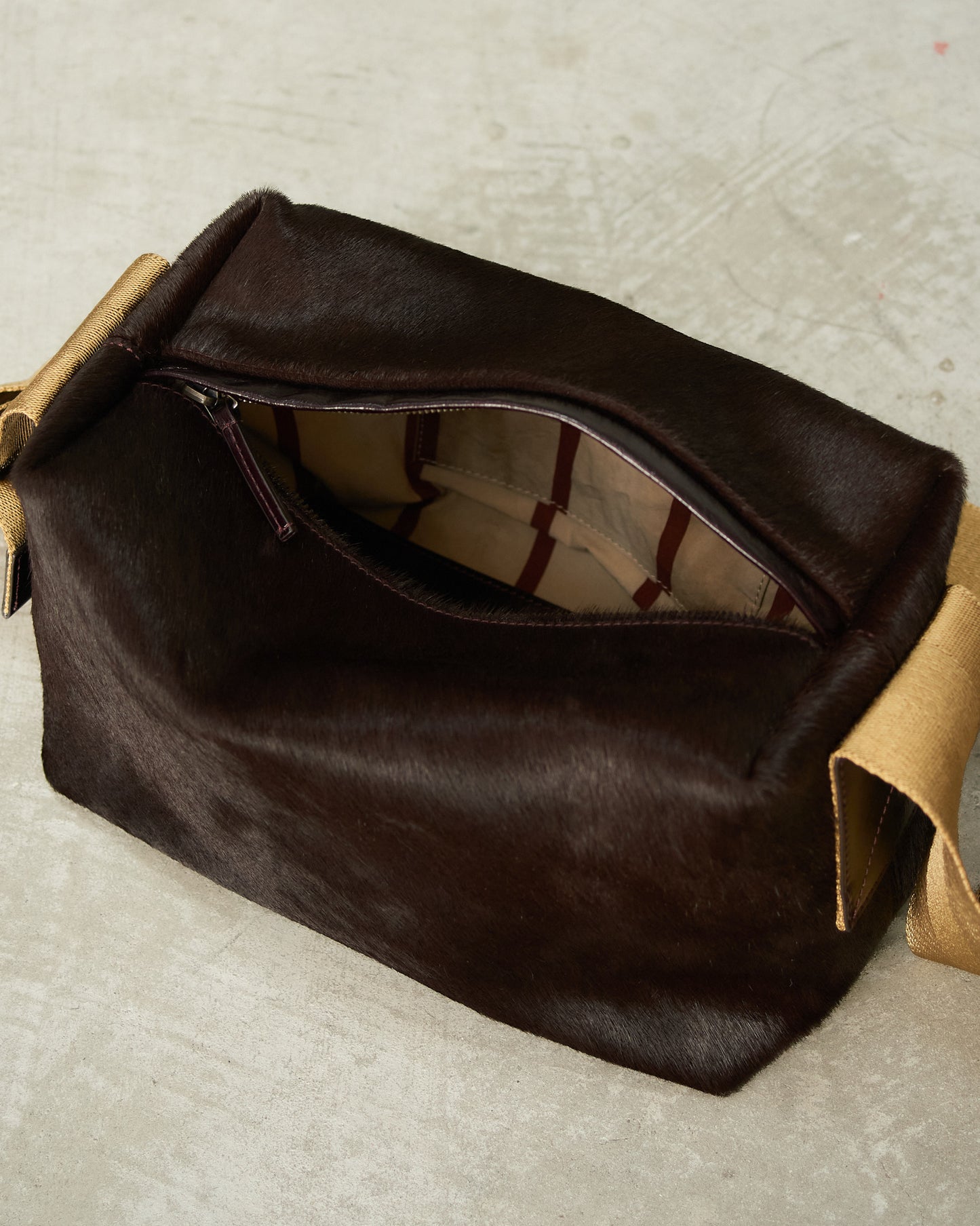 Wine Pony Hair Shoulder Bag