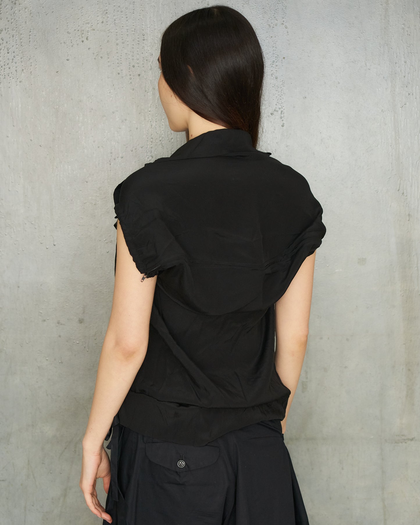 Yohji Yamamoto Black Drawstring Top