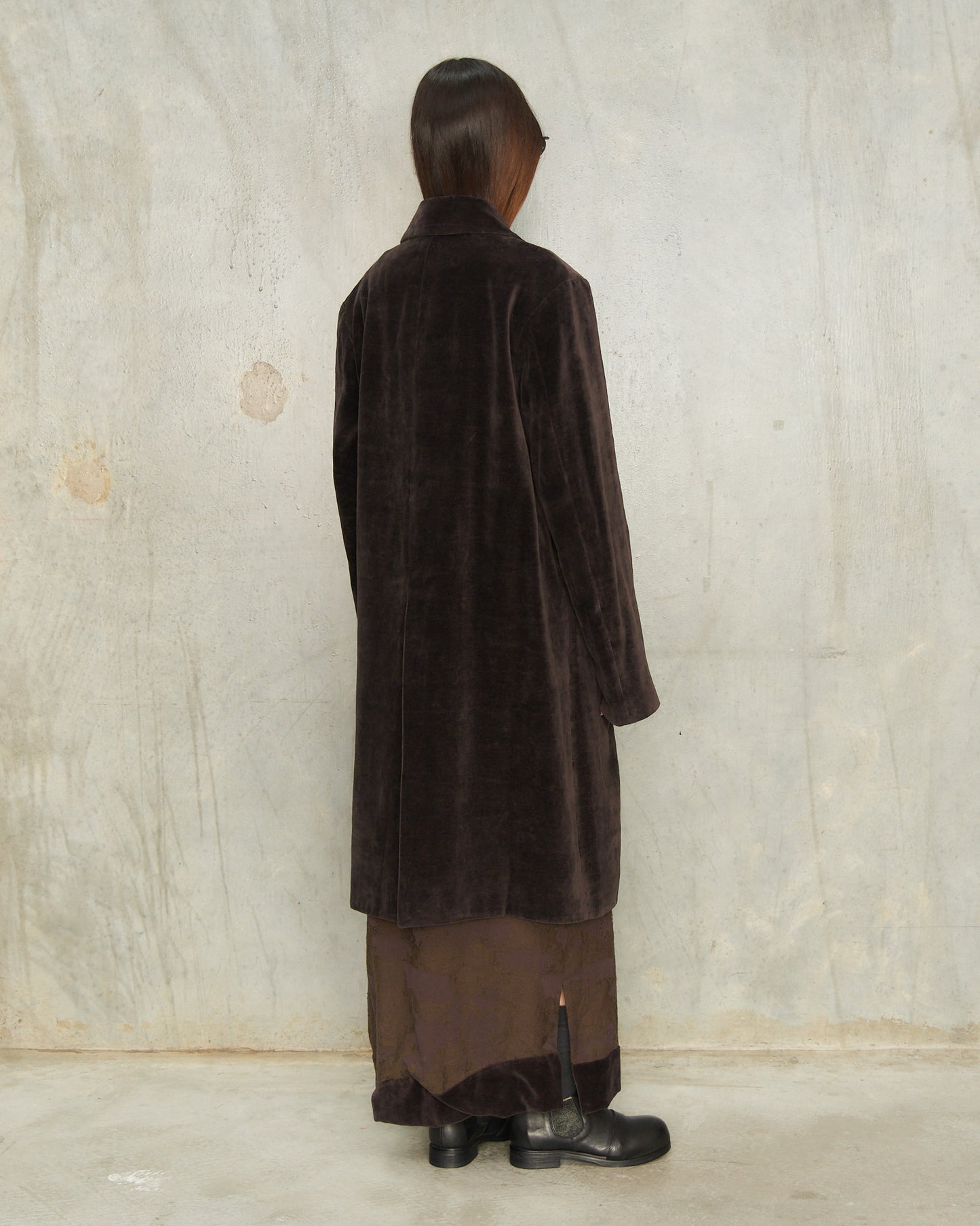 Brown Velvet Long Coat