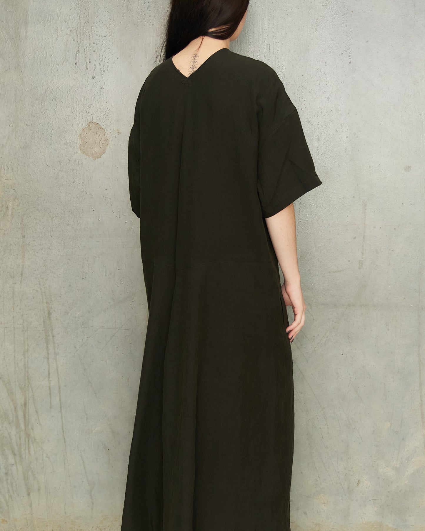 Dark Green Linen Dress