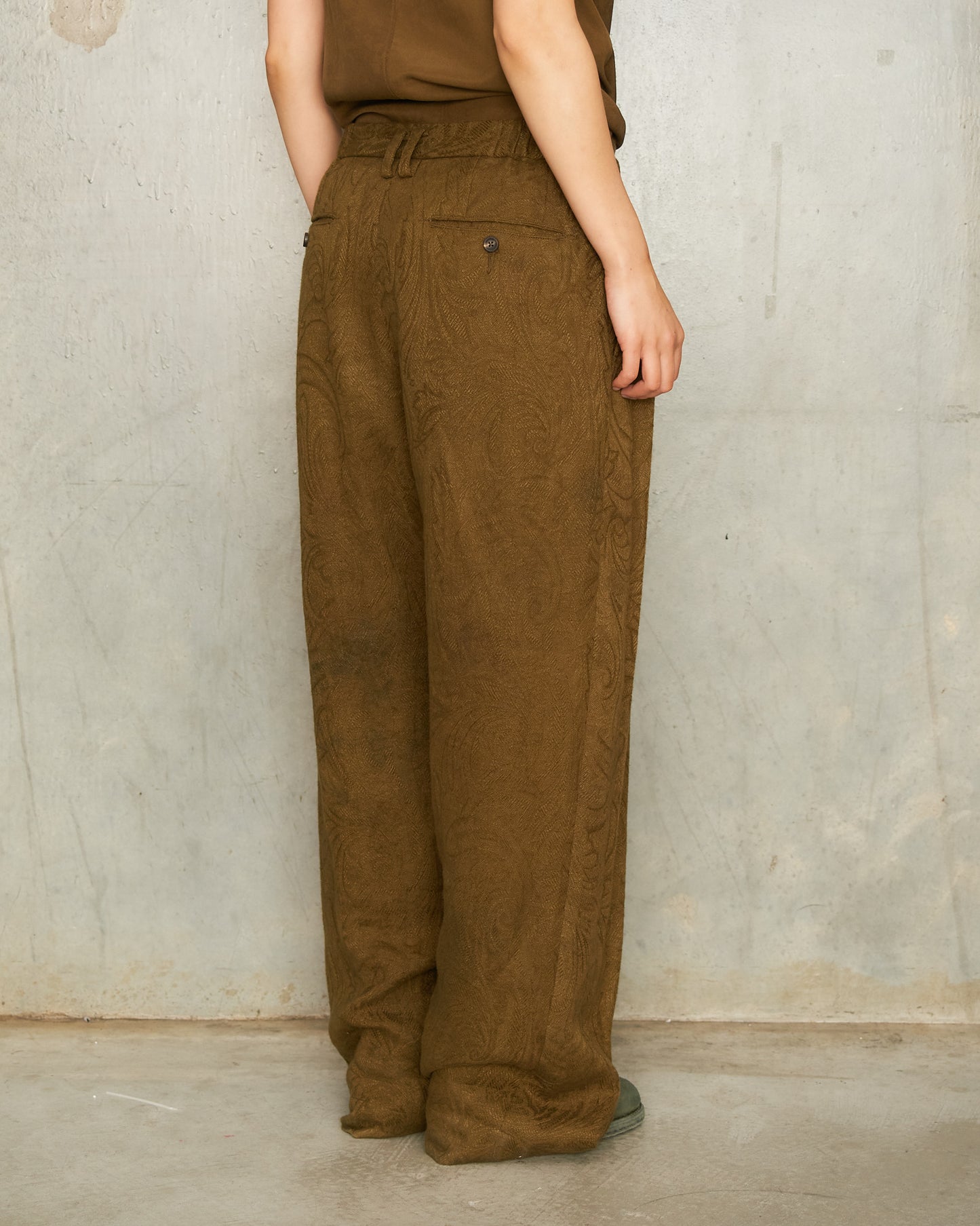 Olive Jacquard Trousers