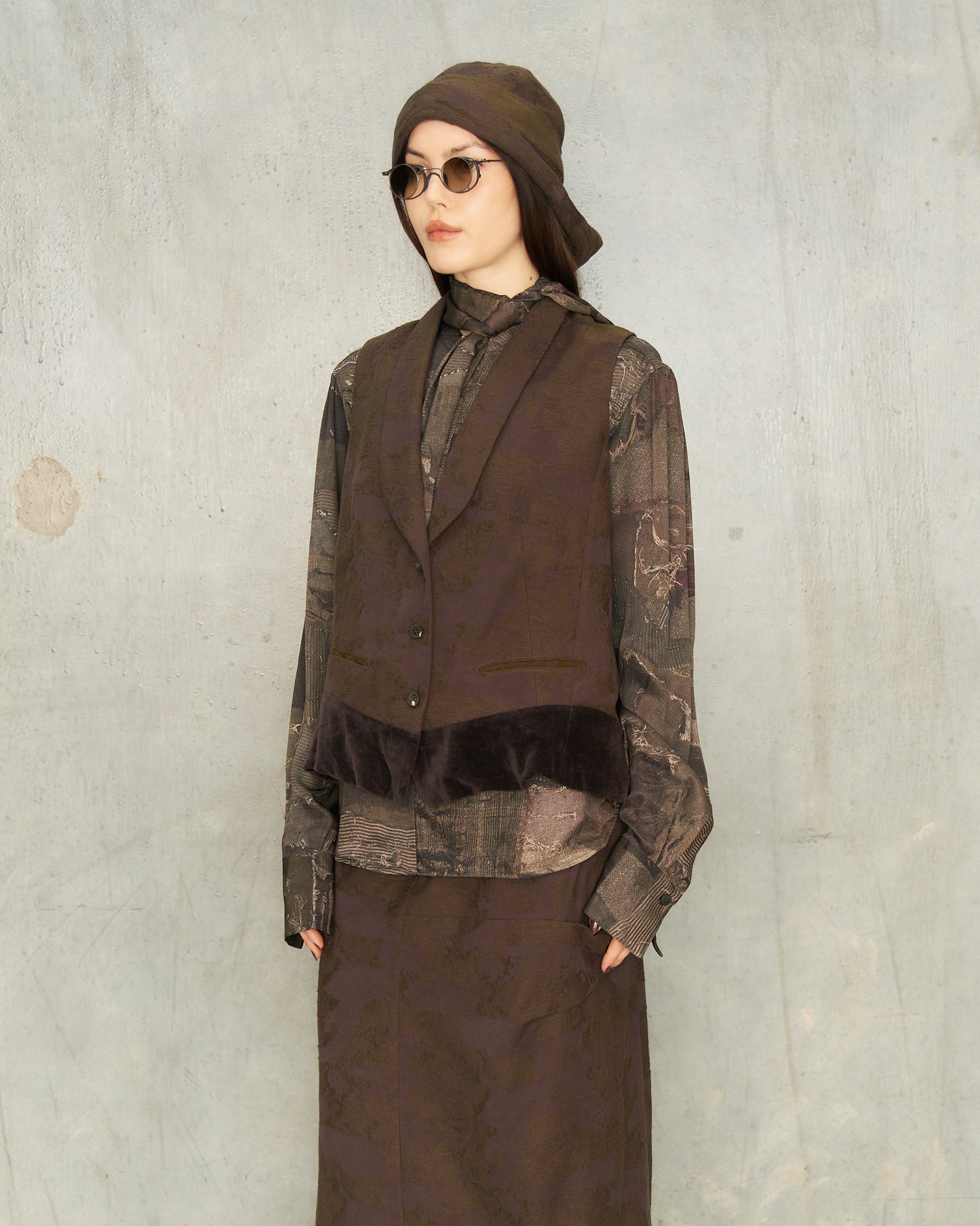 Purple Jacquard Patchwork Vest