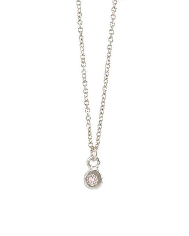 Gem Charm Necklace Pink Sapphire