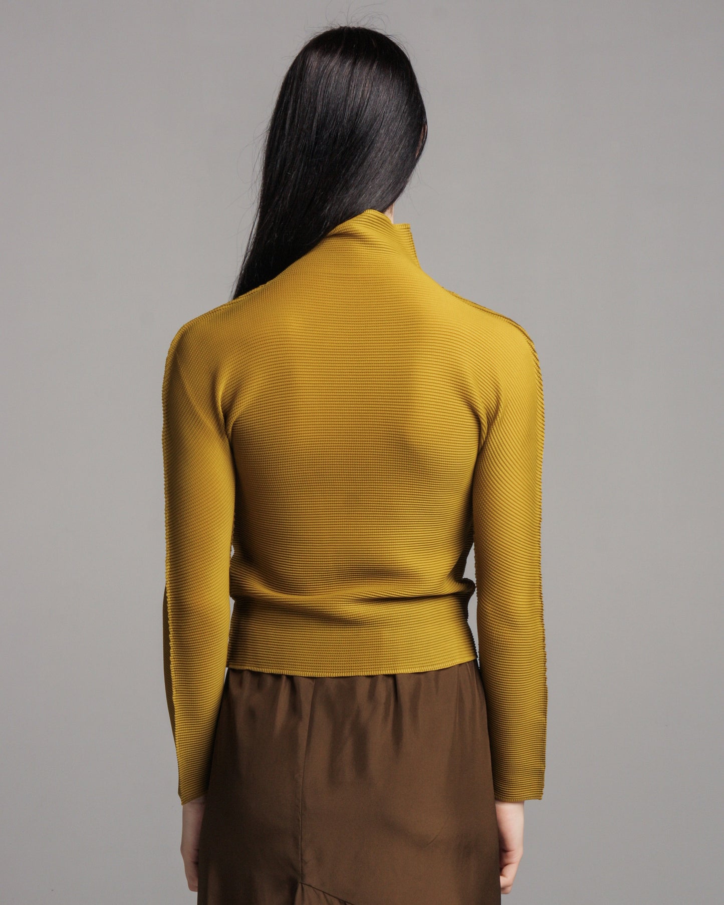 Mustard Longsleeve Micropleat Top
