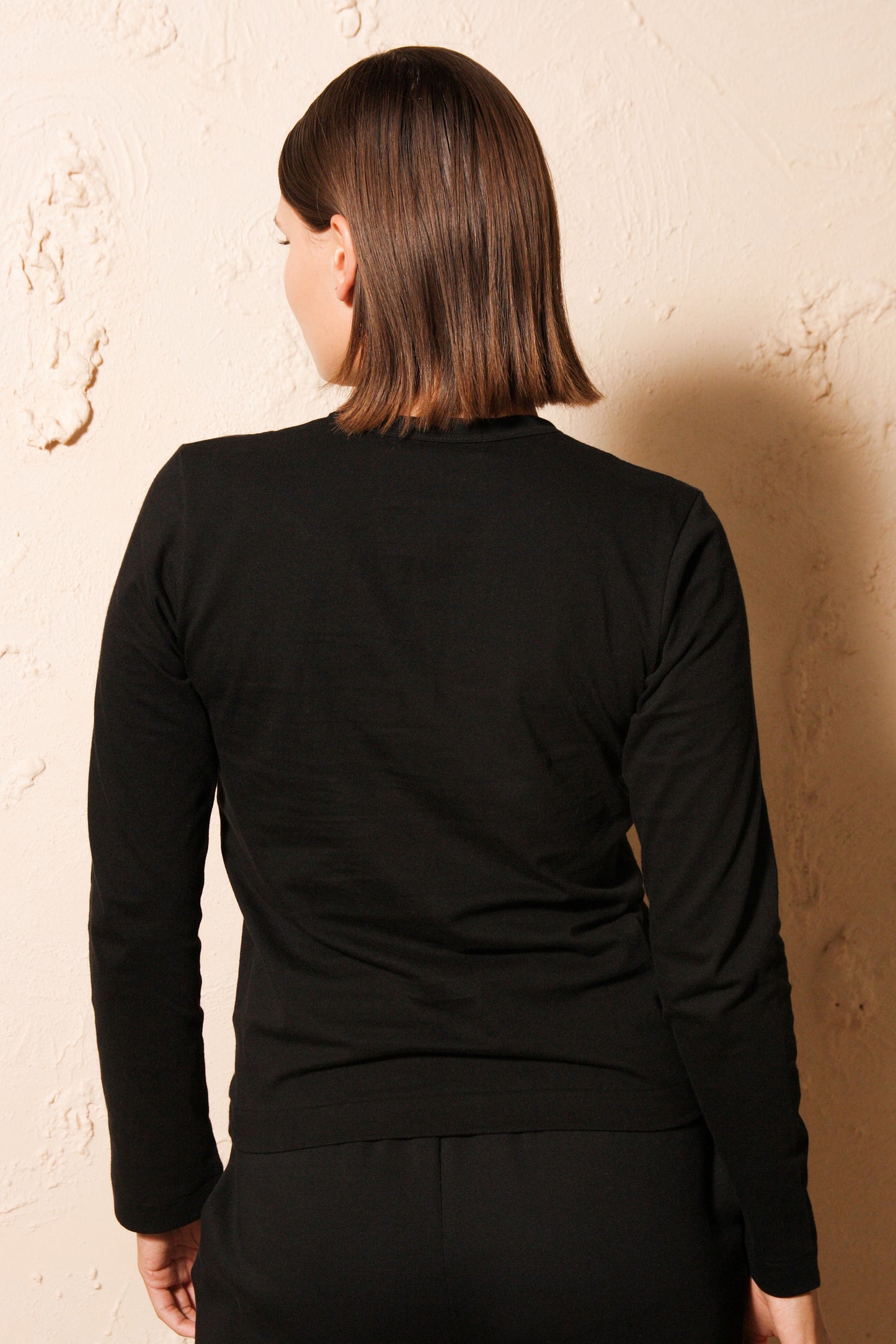 Black Long Sleeve Tee with Double Red Heart