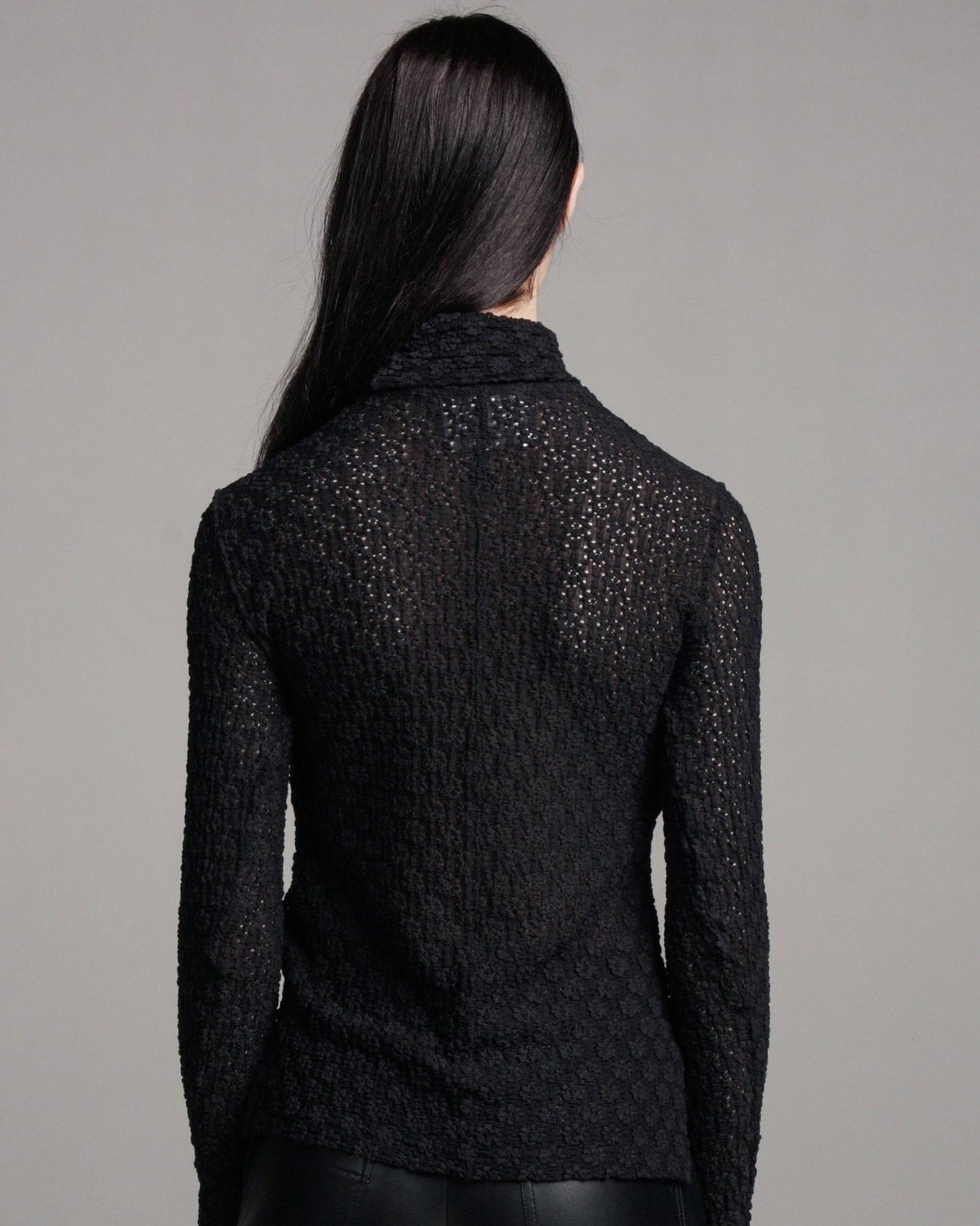 Black Floral Longsleeve Turtle Neck