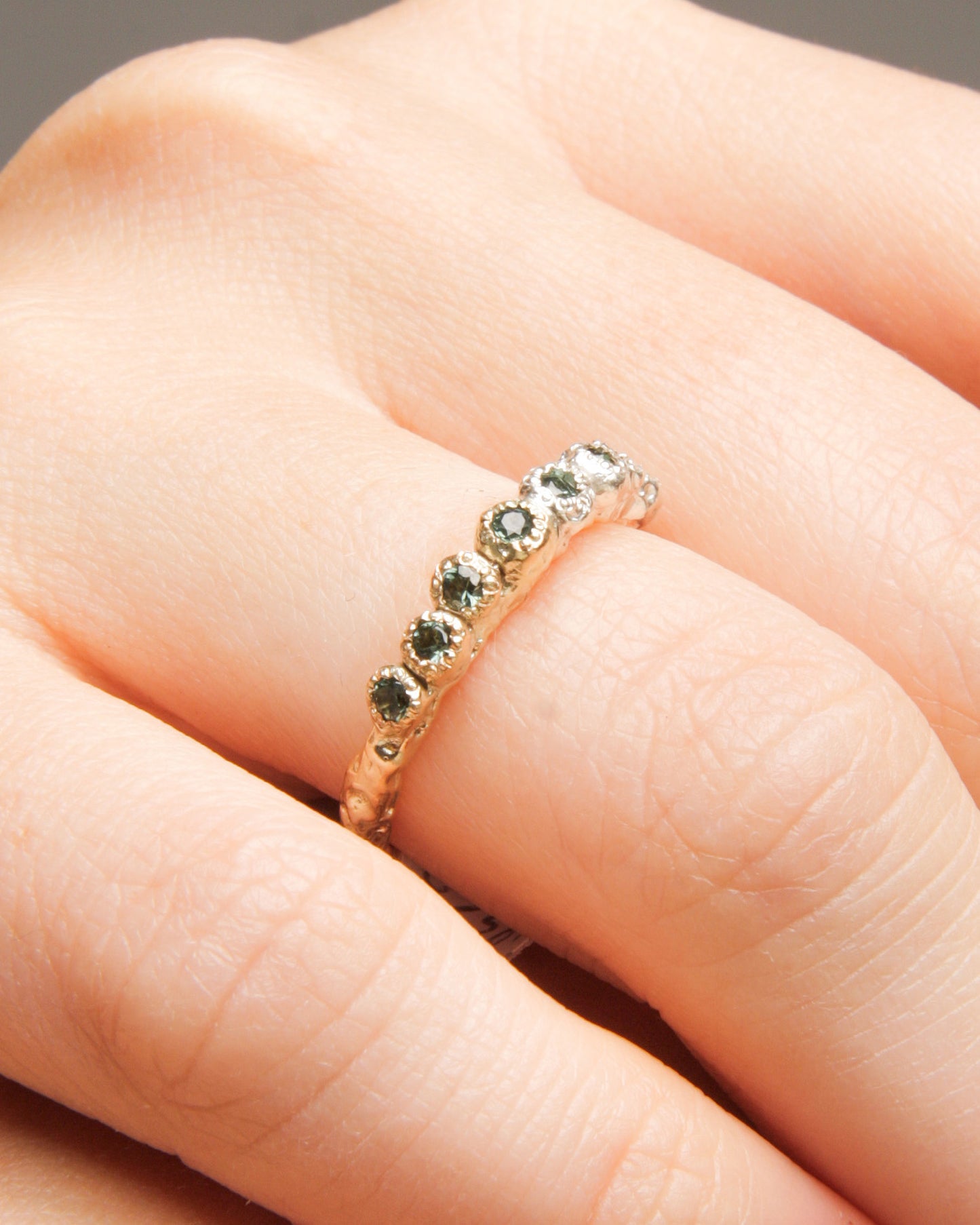 Creature Ring Fire and Ice Dark Green Sapphire