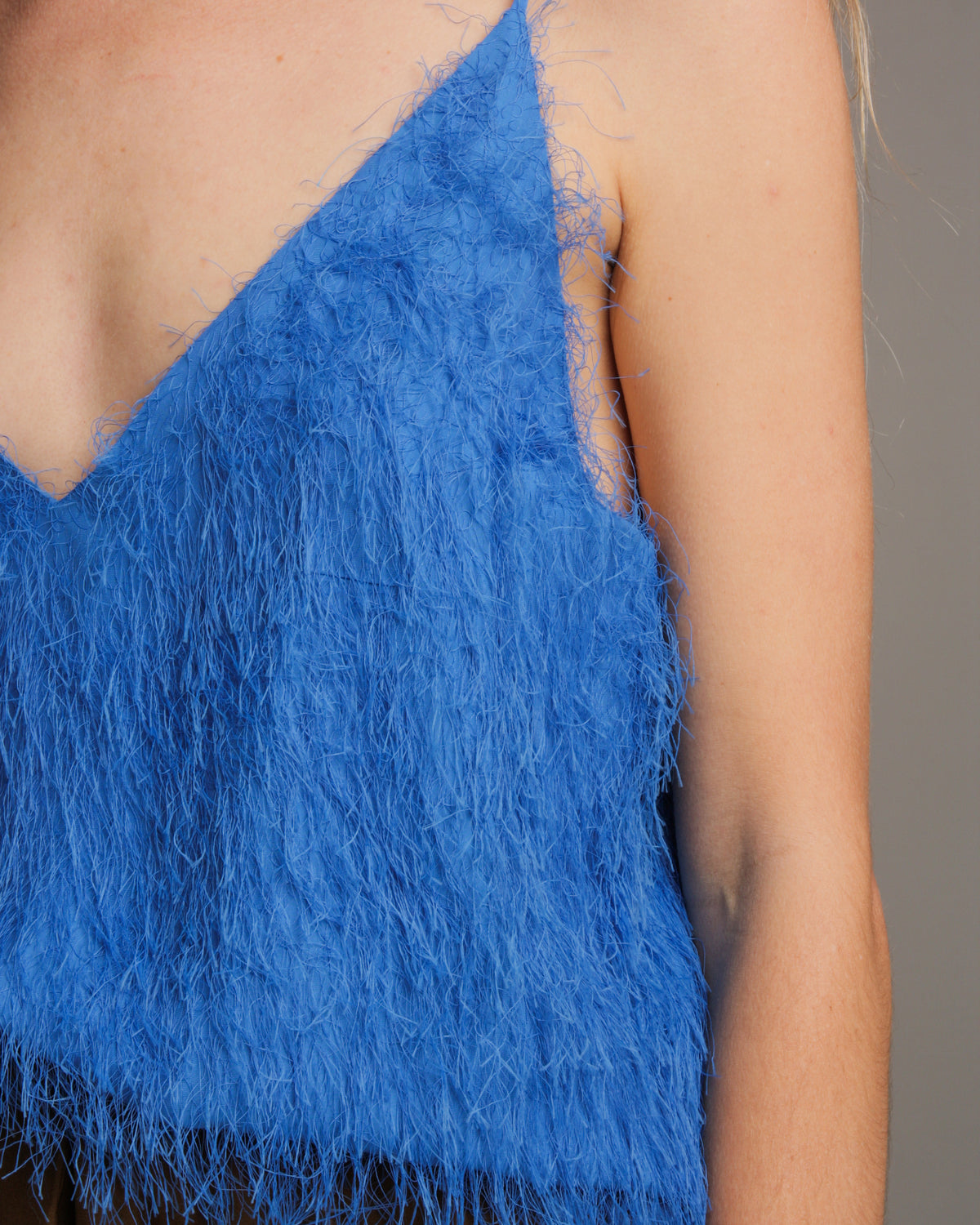 Thabar Blue Fringed Top