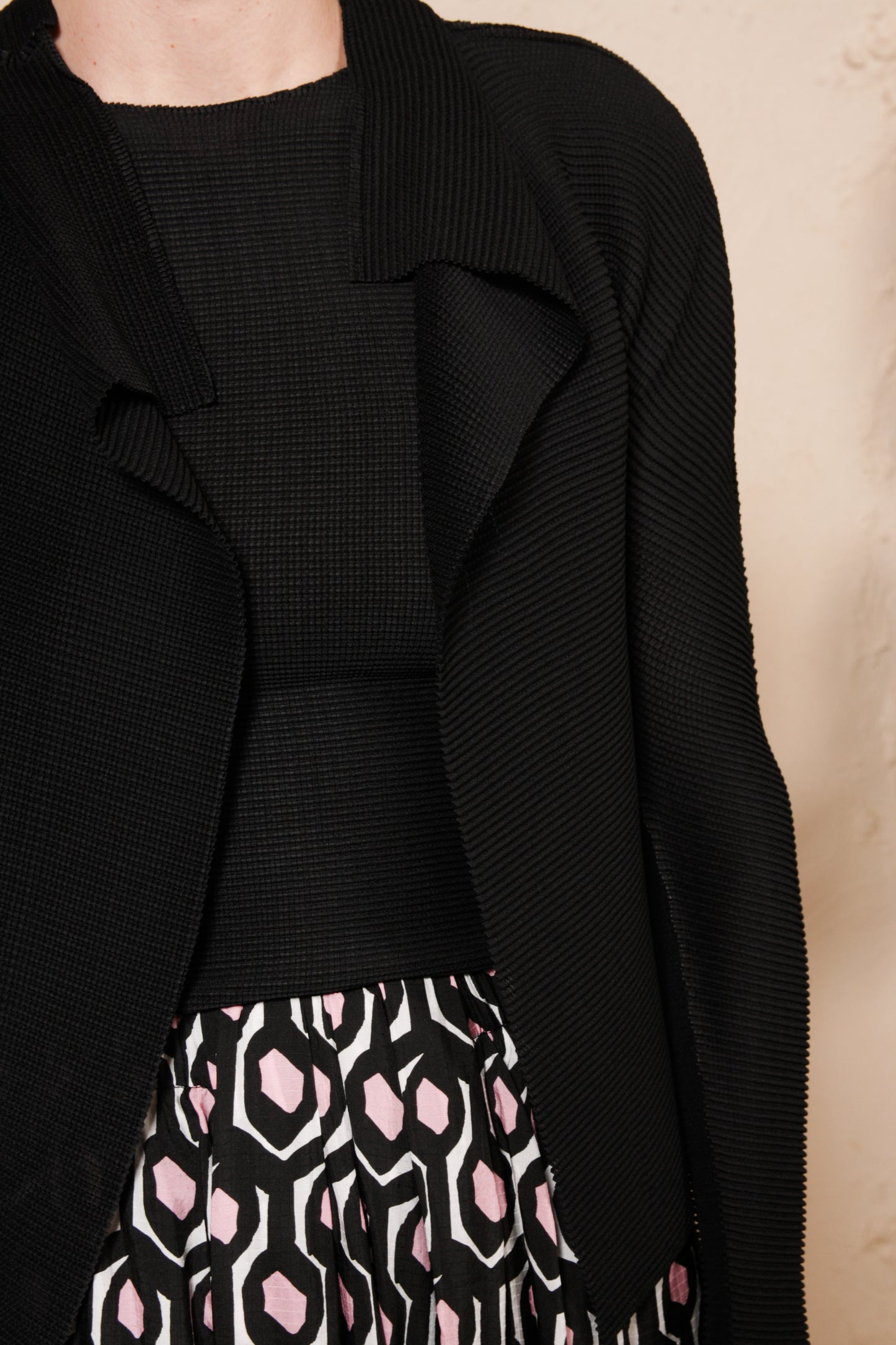 Micropleated Cardigan Black