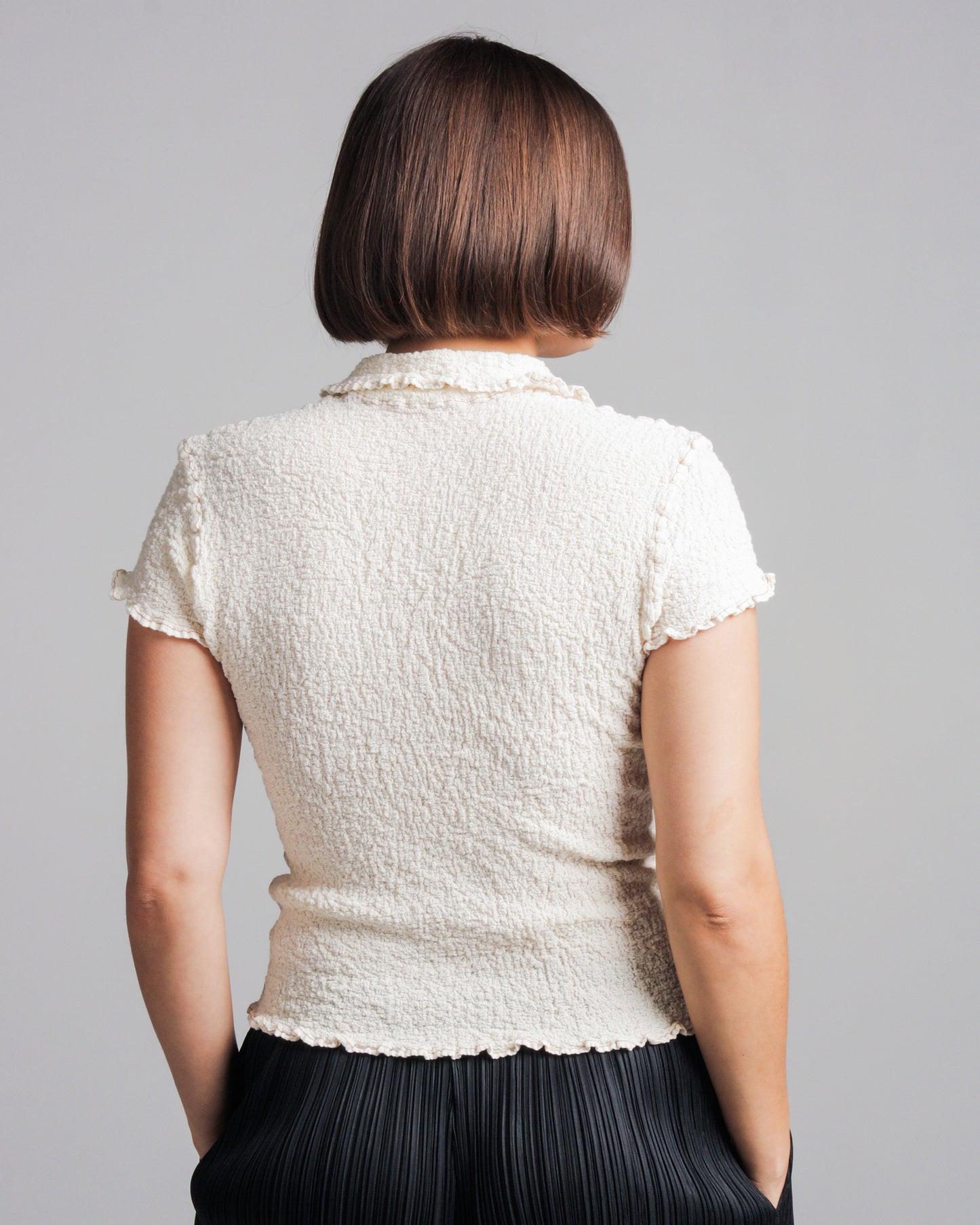 Off White Cauliflower Collared Top