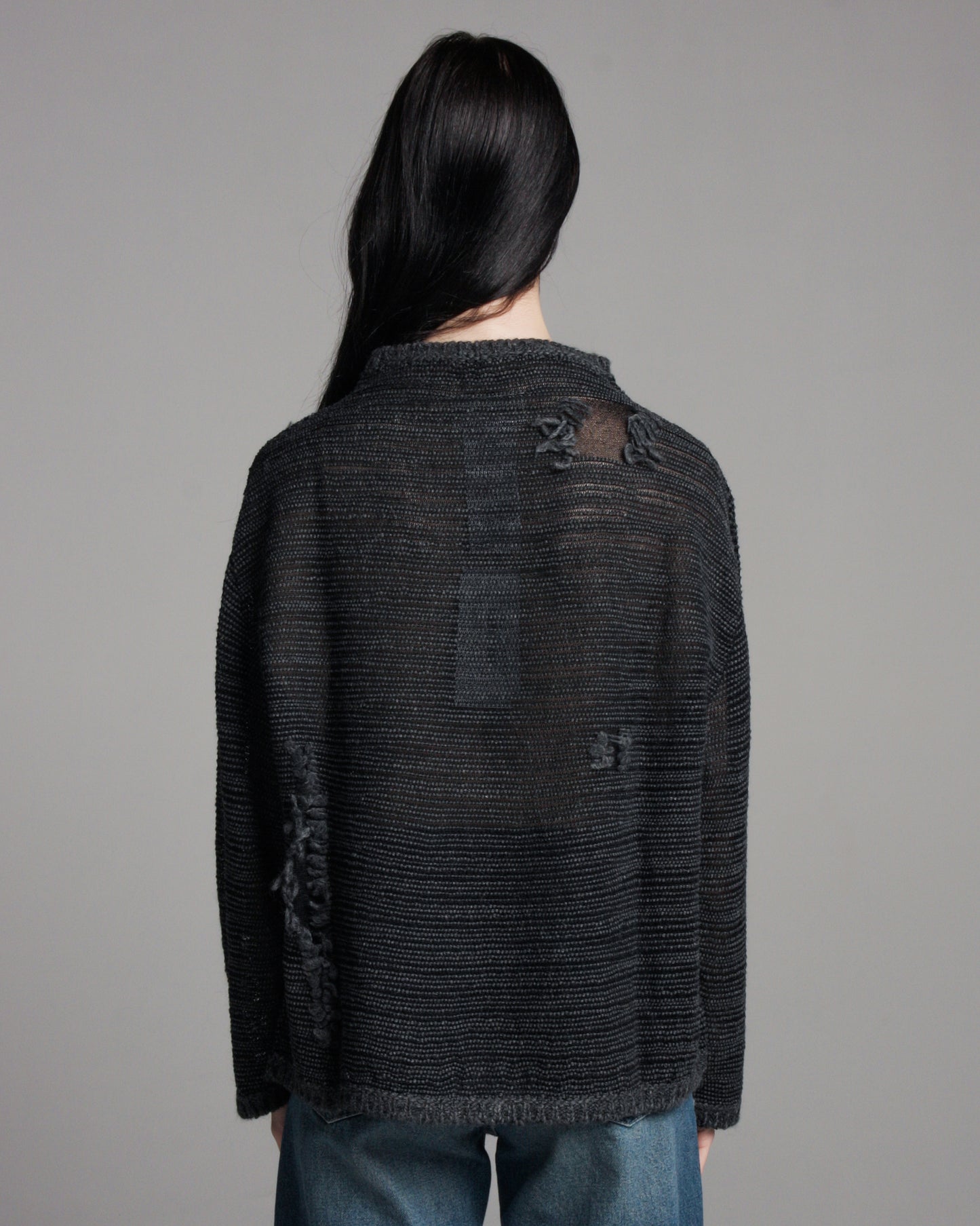 Dark Grey Distressed Long Sleeve