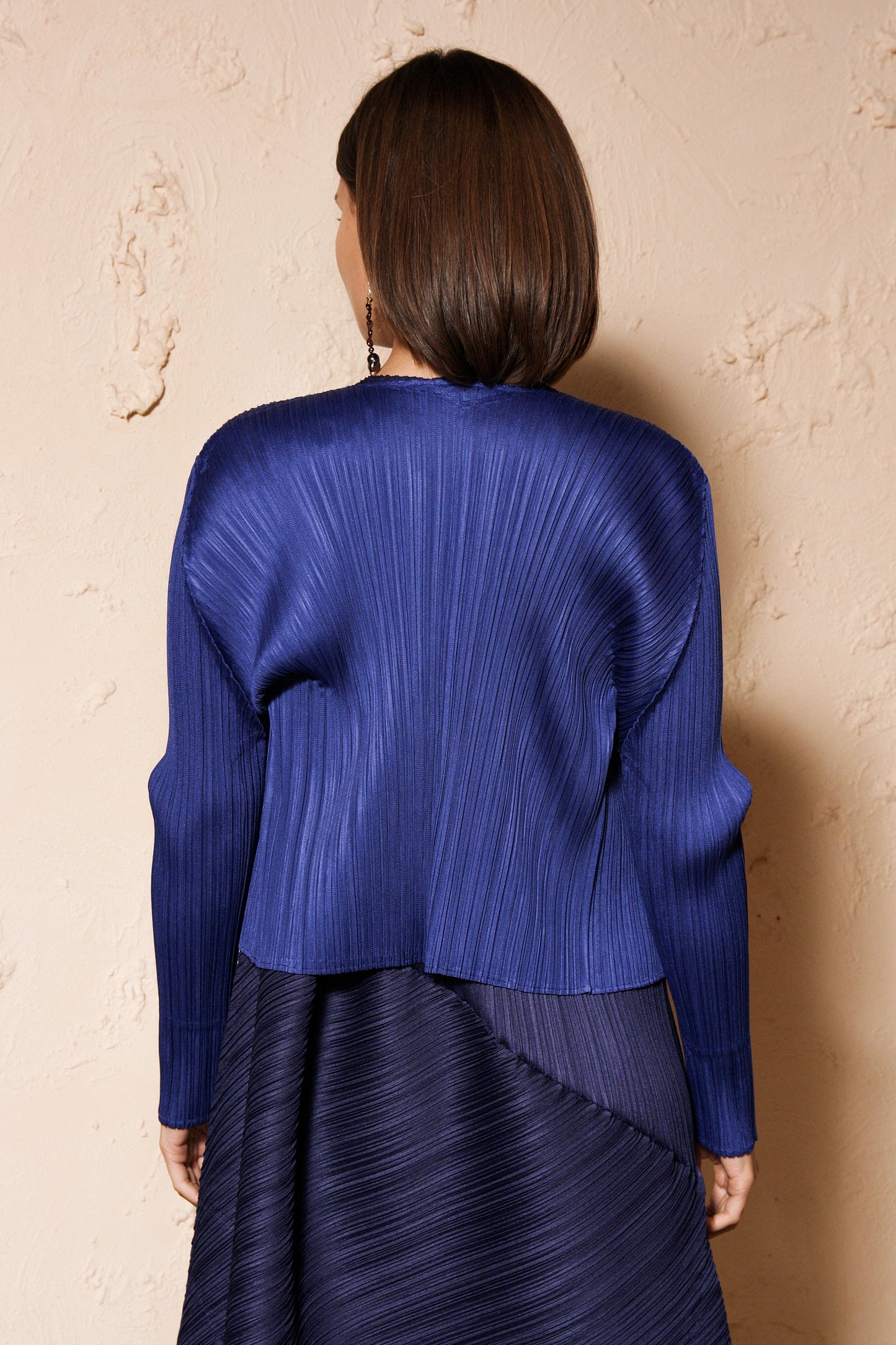 Blue Pleated Cardigan
