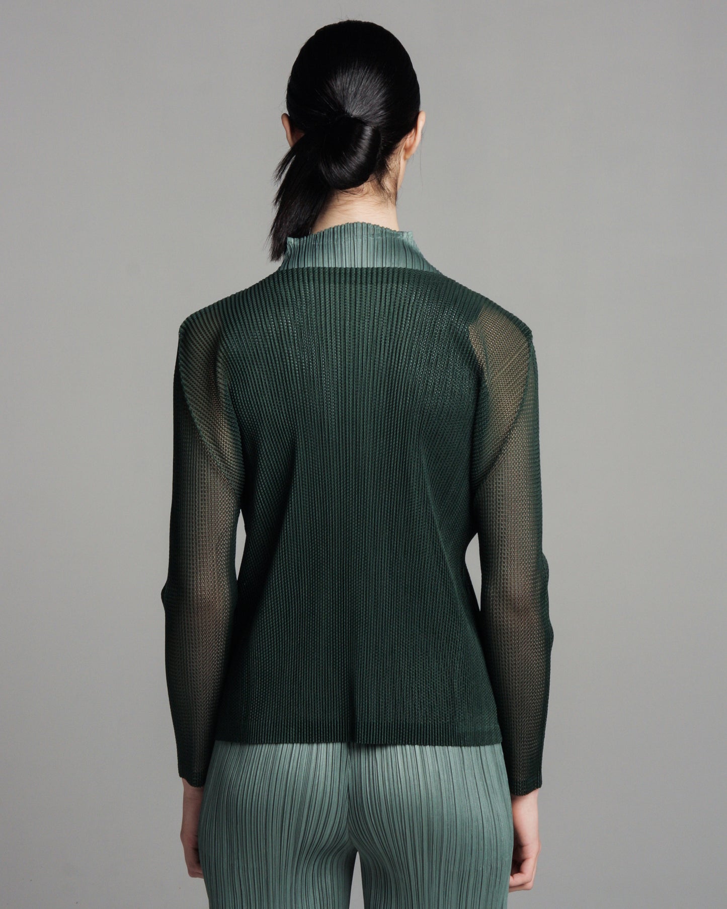 Green Tatami Mesh Longsleeve Top
