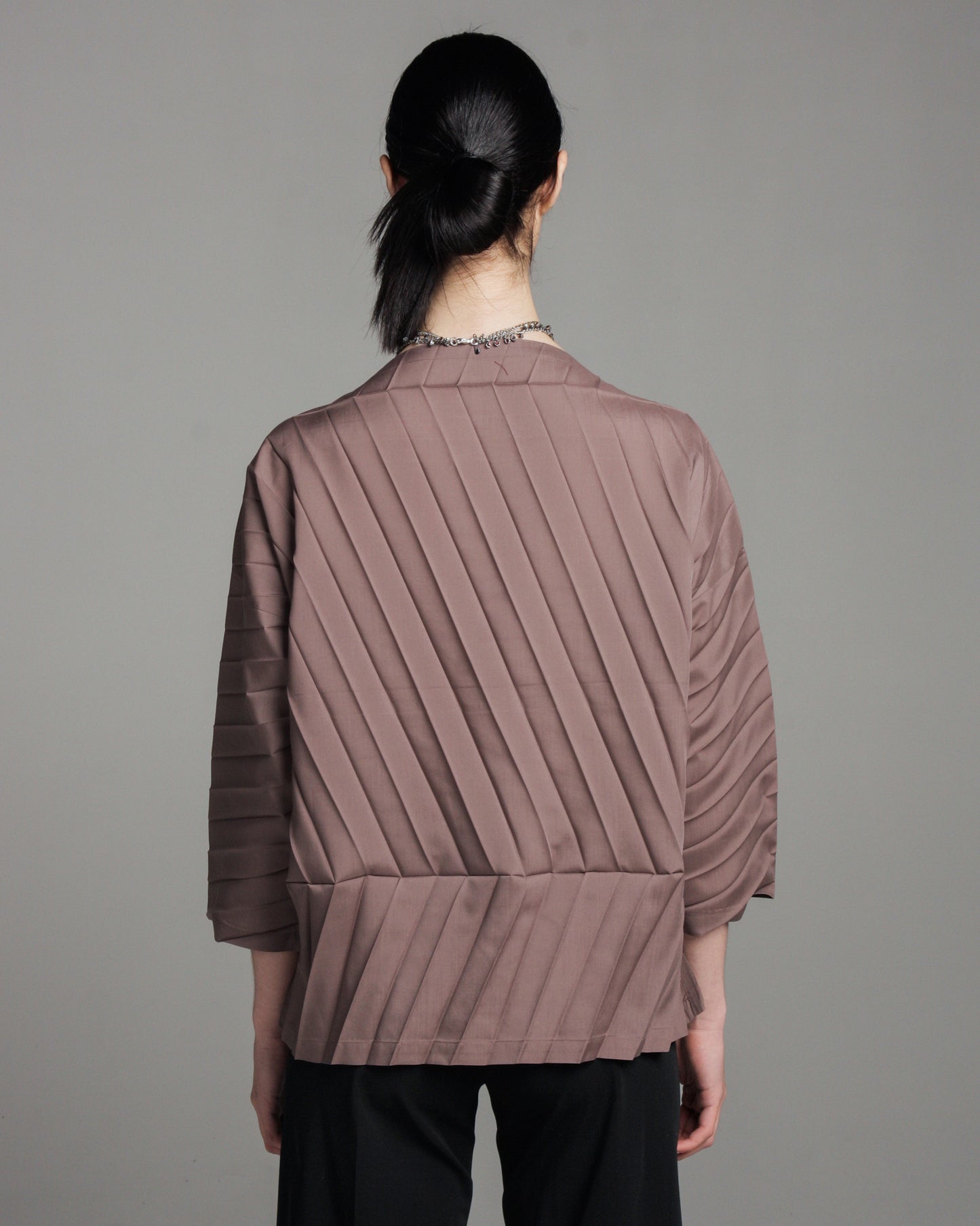Grey Angle Pleats Loose Top