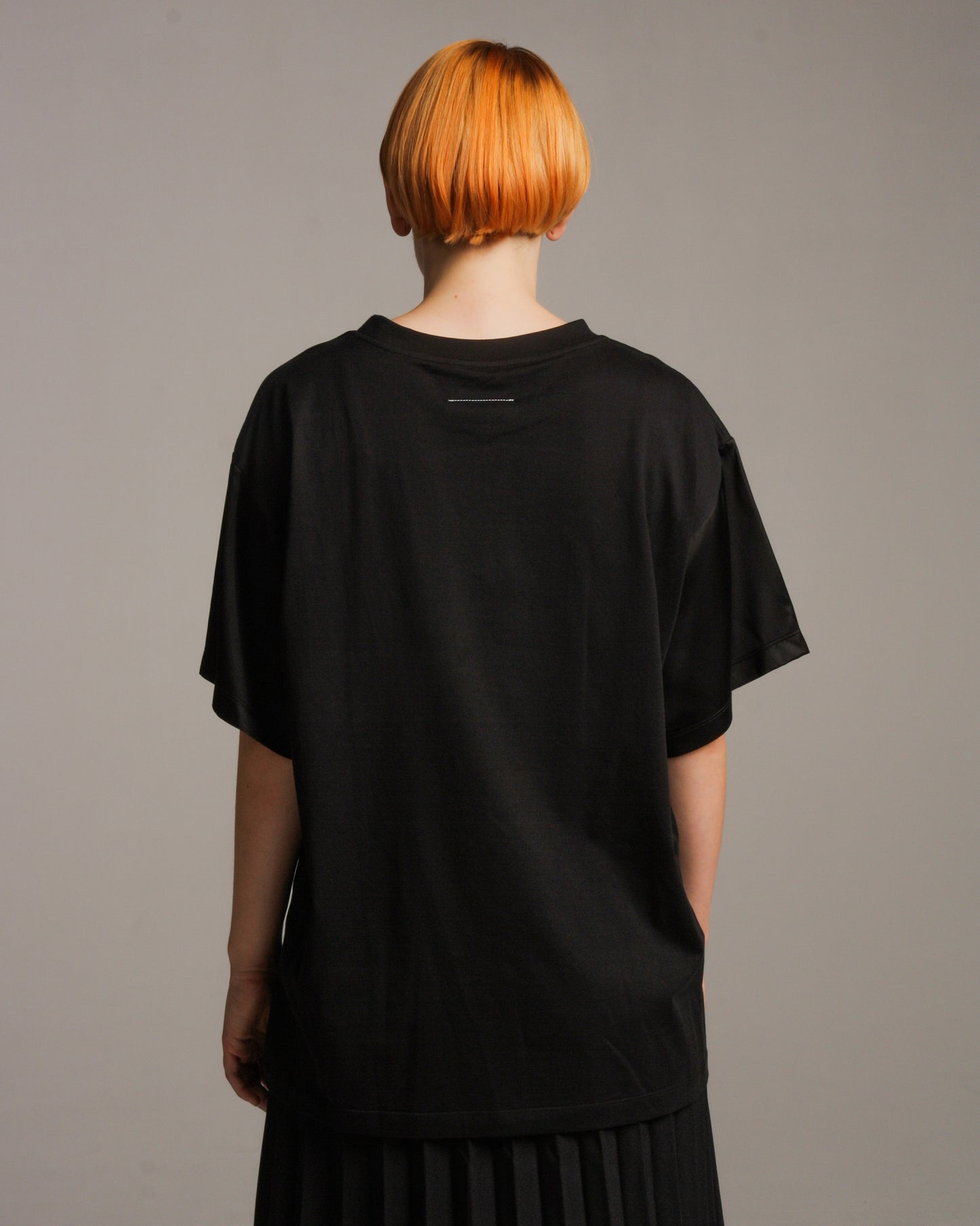 Black Satin Sleeve Tee