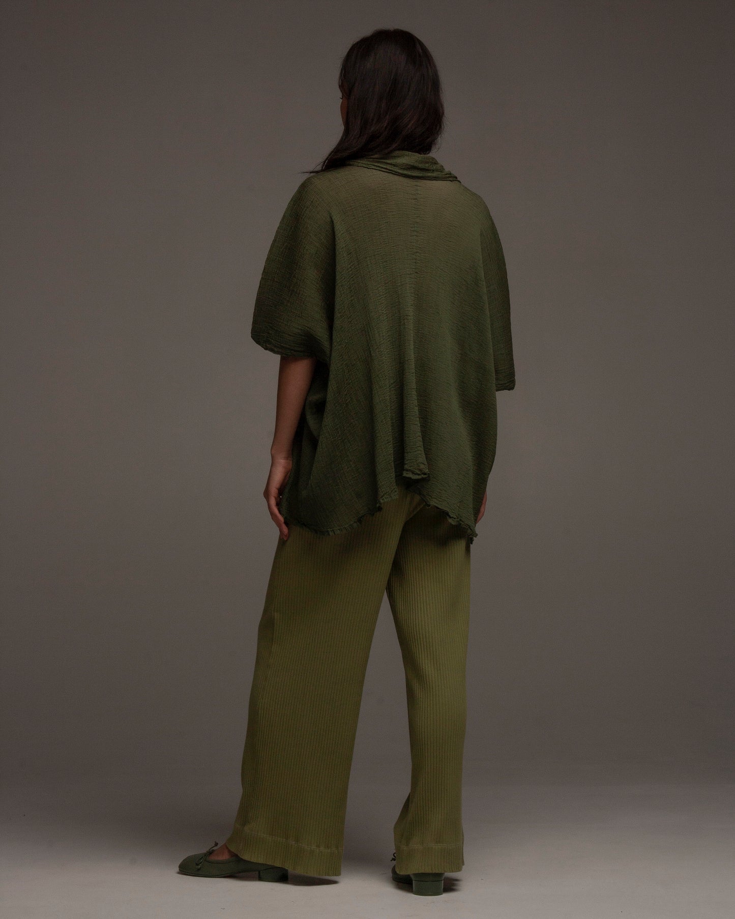 Green Crepe Oversized Top
