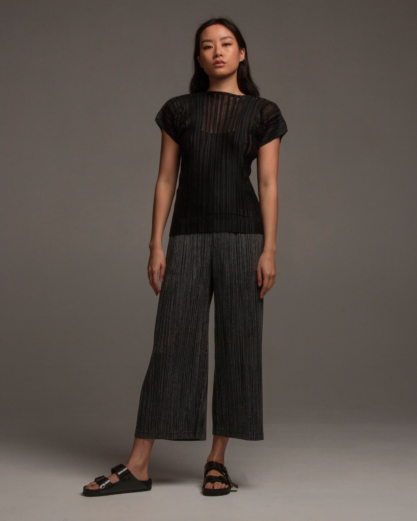 Cotton Pinstripe Wide Pant