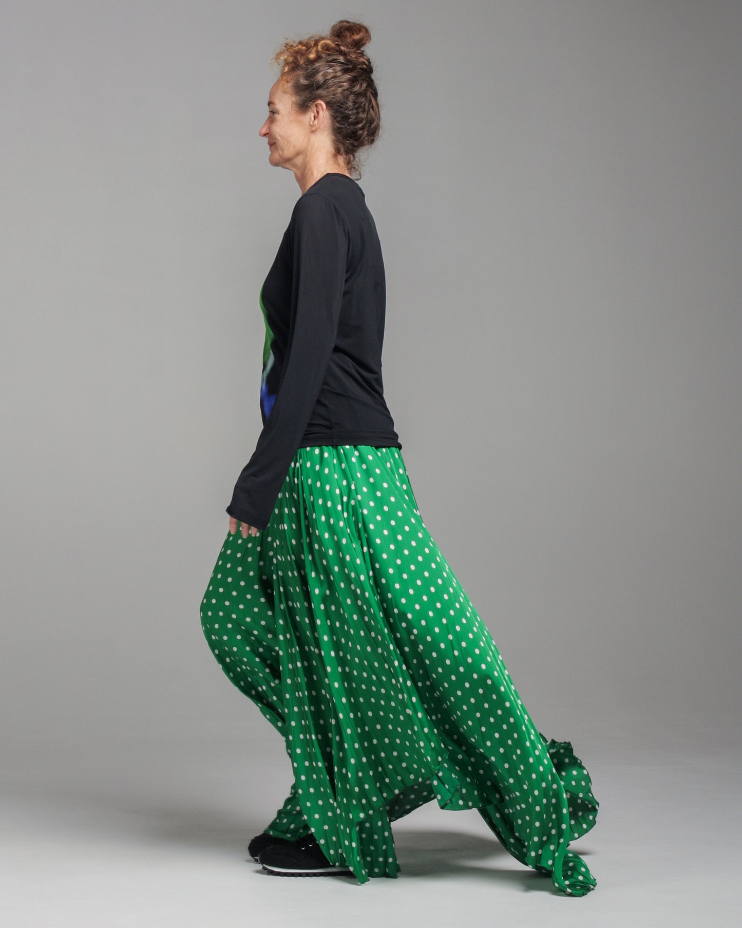 Polka Dot Pleated Skirt