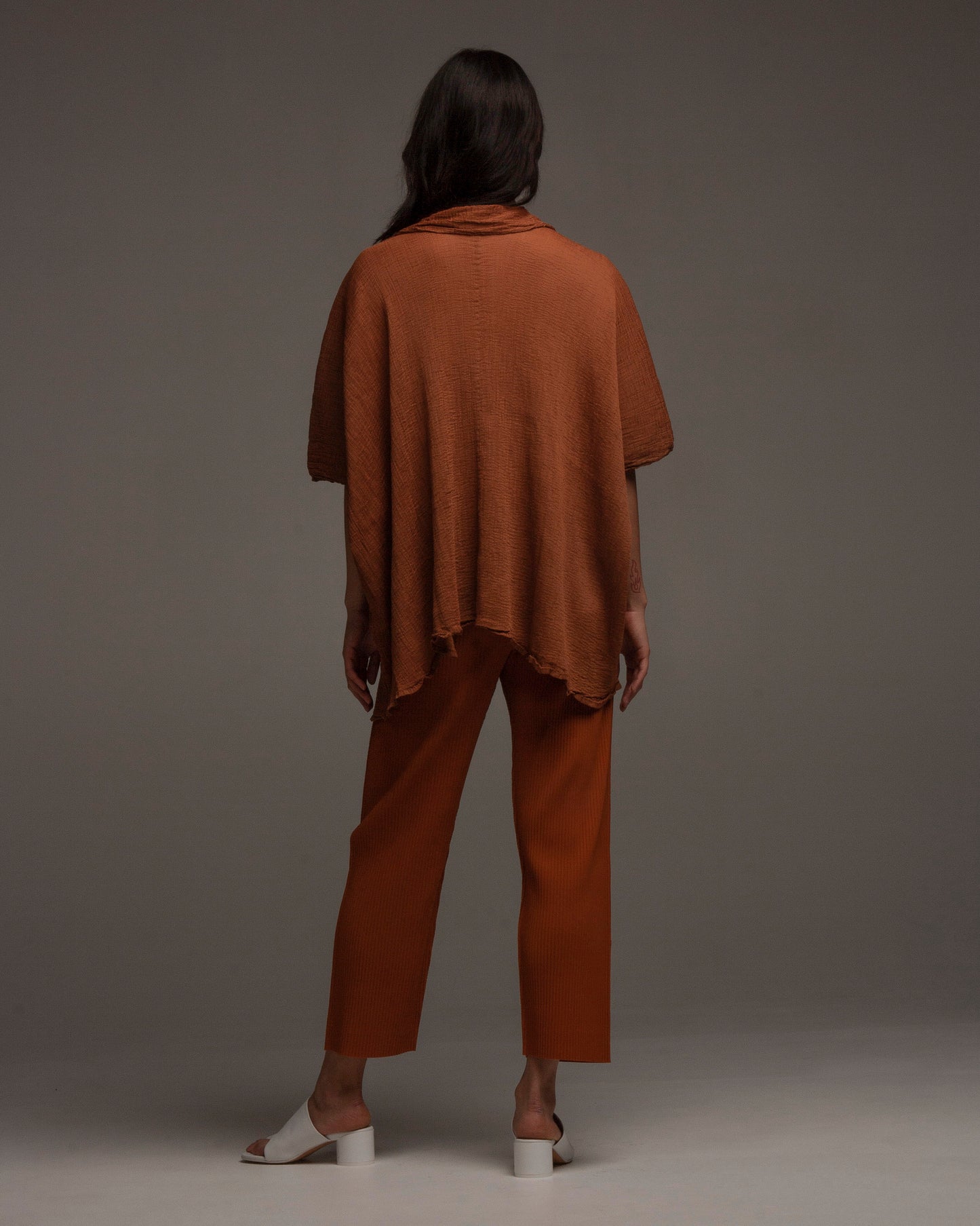Rust Crepe Oversized Top