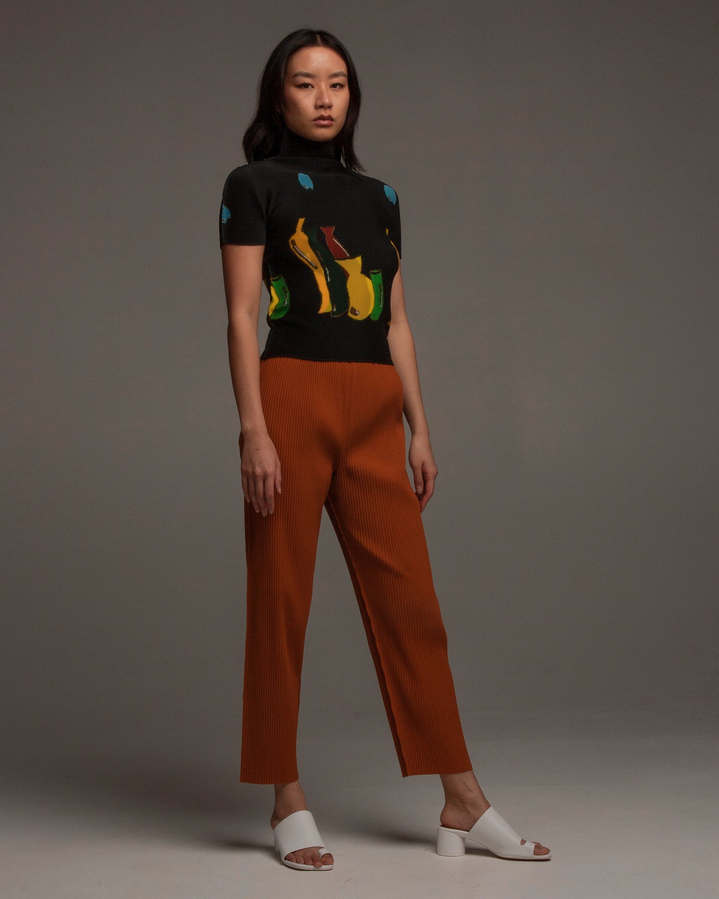 Rust Soft Pleated Straight Pant