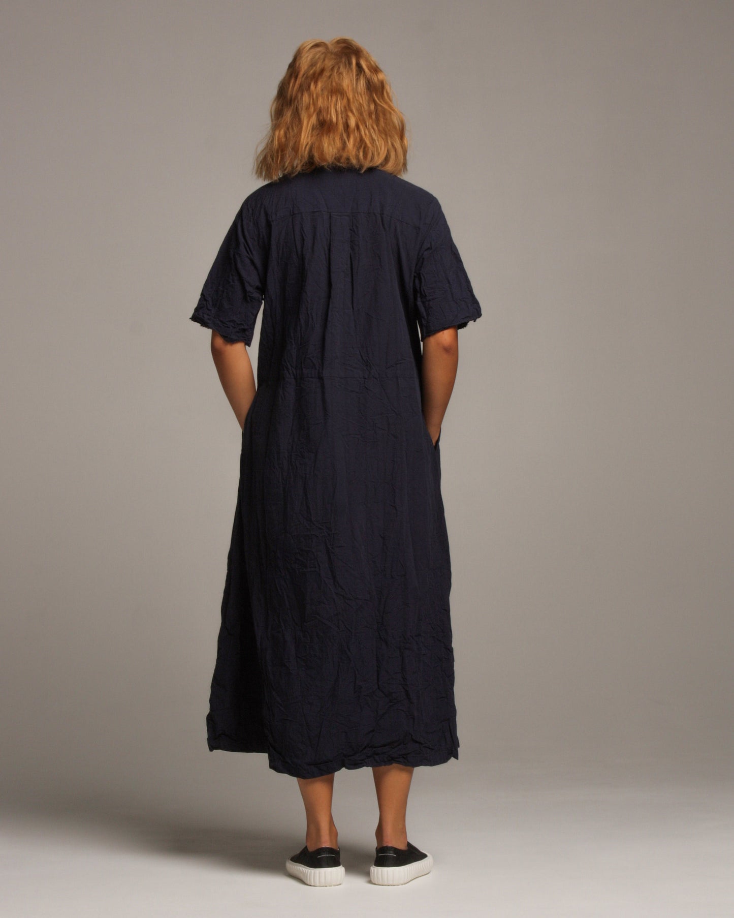 Navy Linen Shirtdress