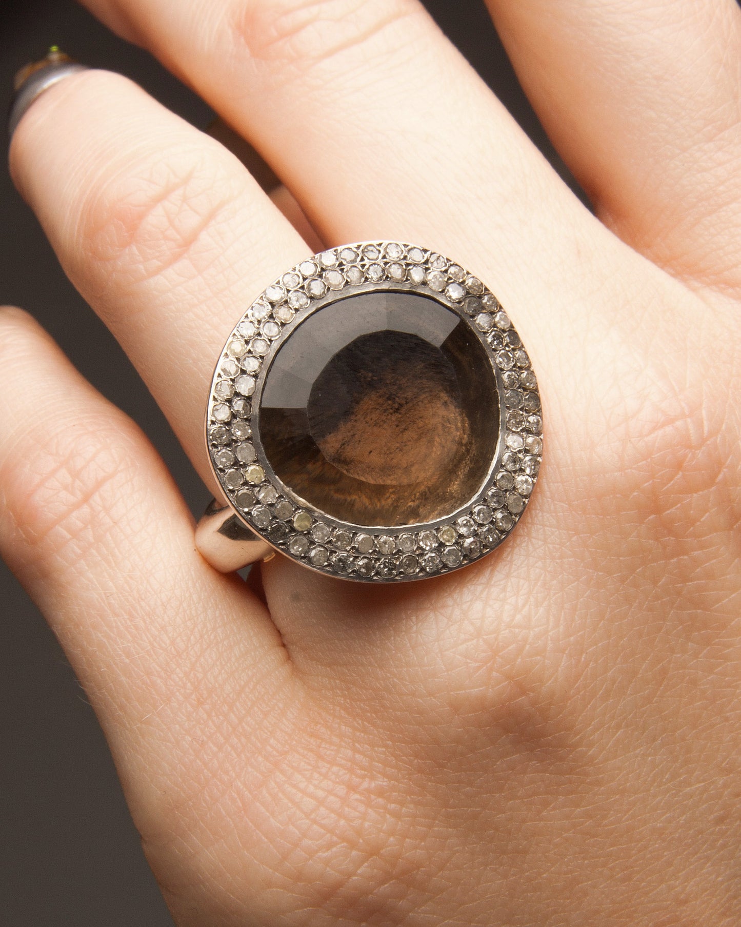 Flavie Grey Diamond Smoky Quartz Ring