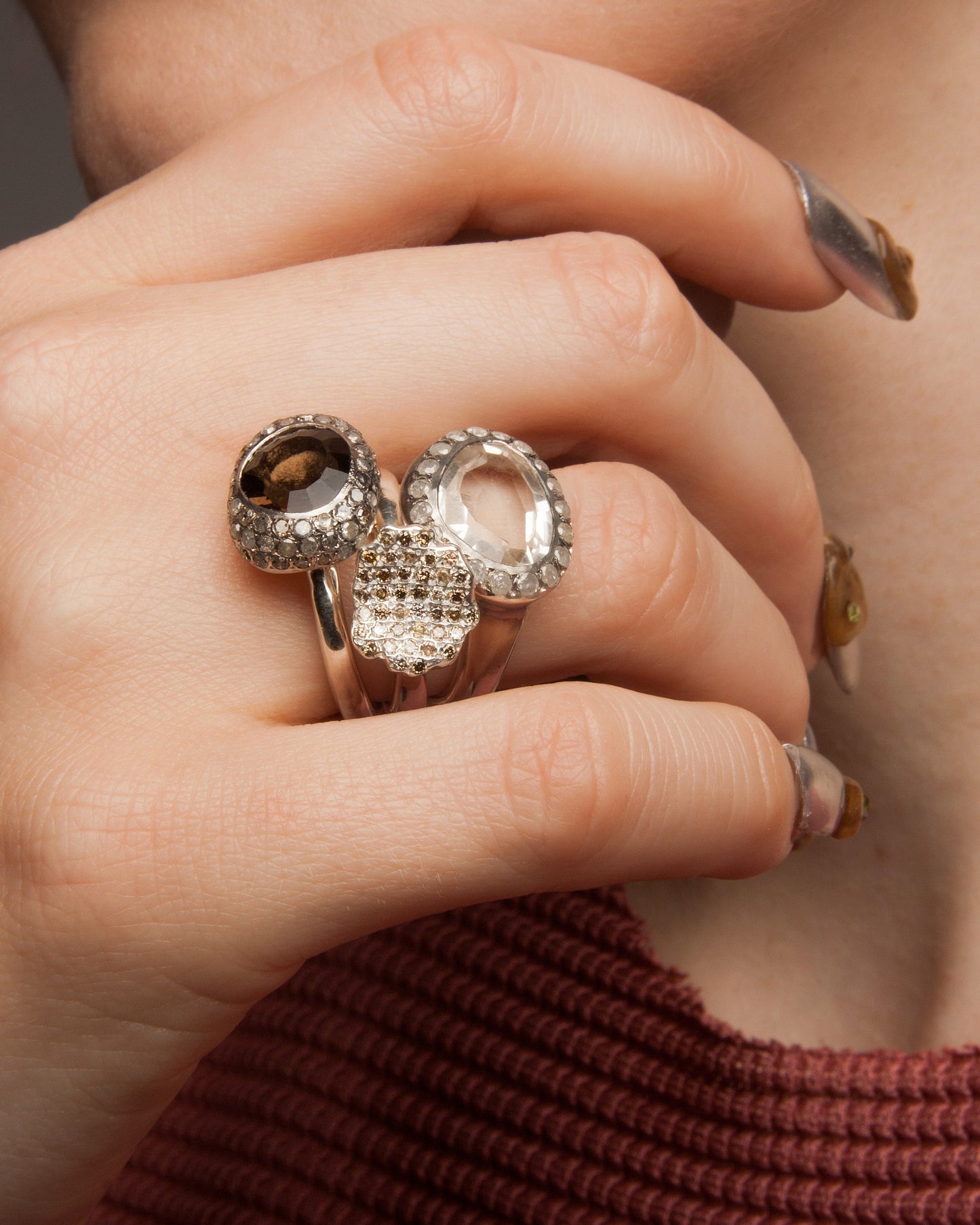 Carrie Grey Diamond Smoky Quartz Ring