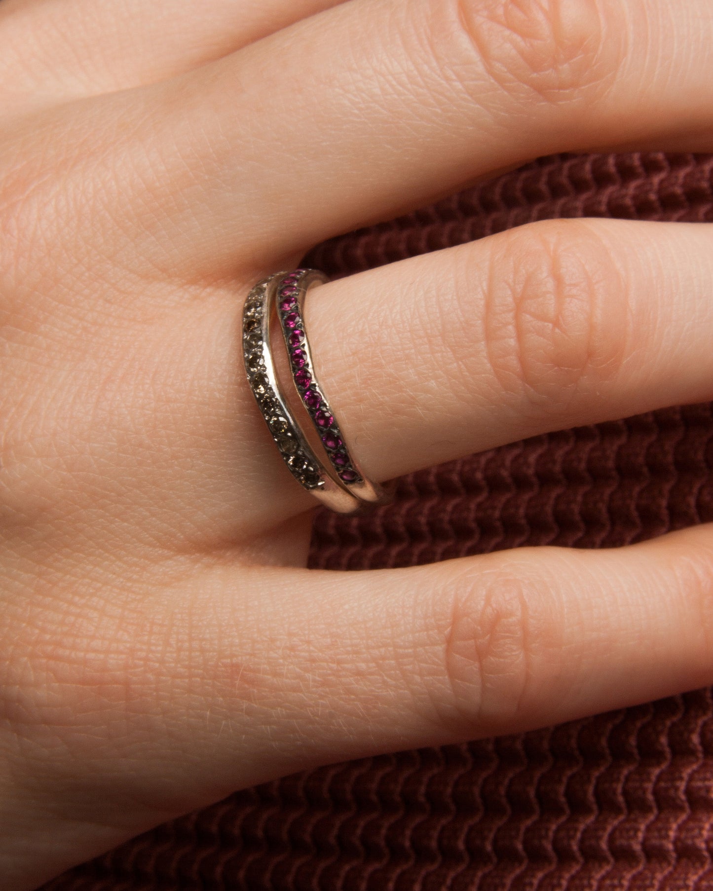 Sei Cognac Diamond Silver Ring