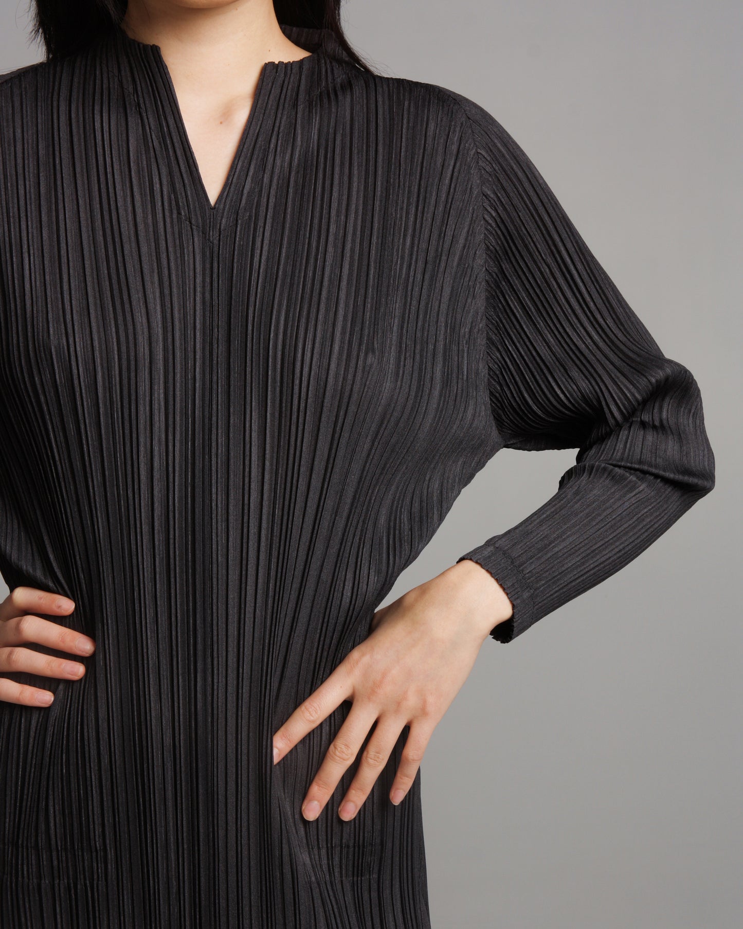 Mellow Pleats Charcoal Dress