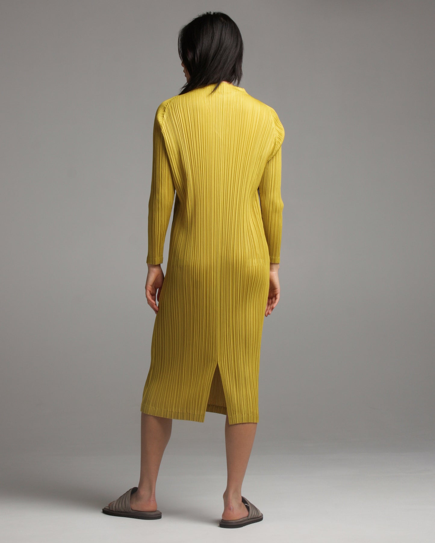 Mellow Pleats Ochre Dress