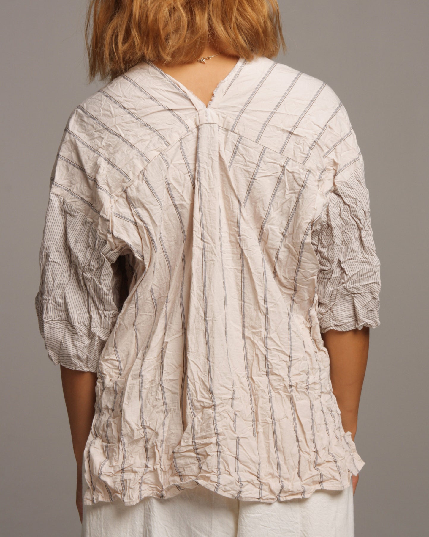 Pink V-Neck Stripe Blouse