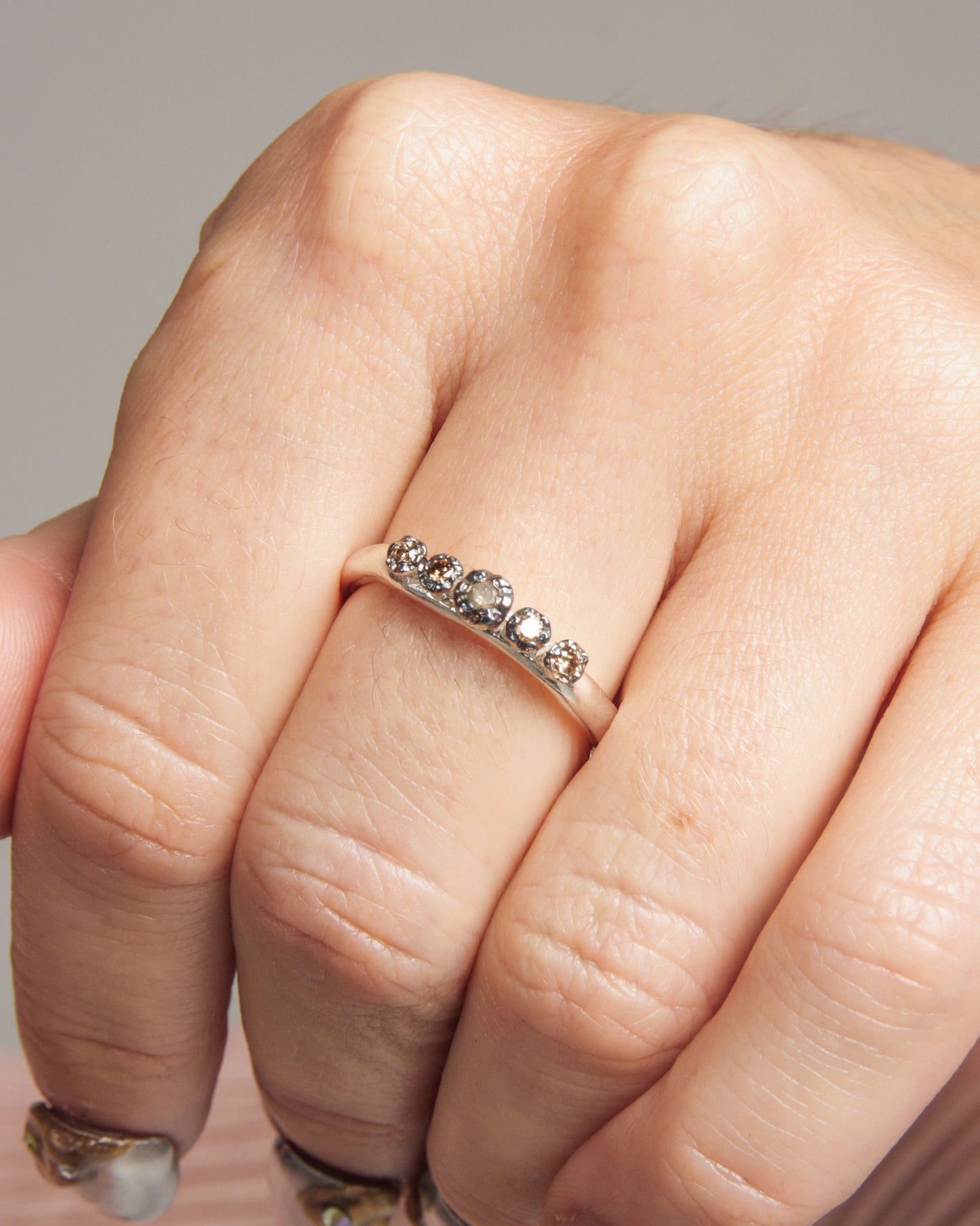 Poppy III Cognac Diamond Silver Ring