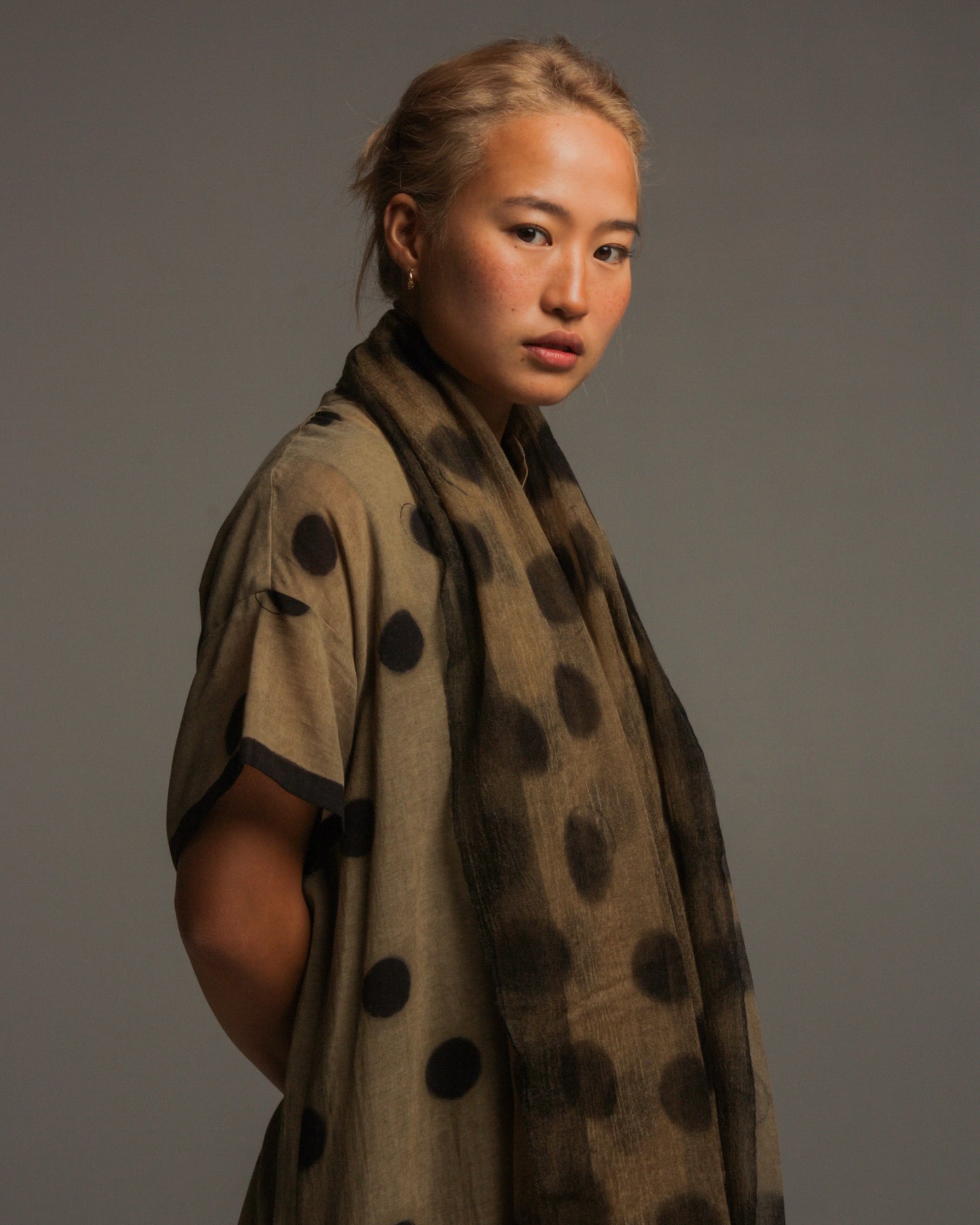 Olive Cashmere Spot Stole