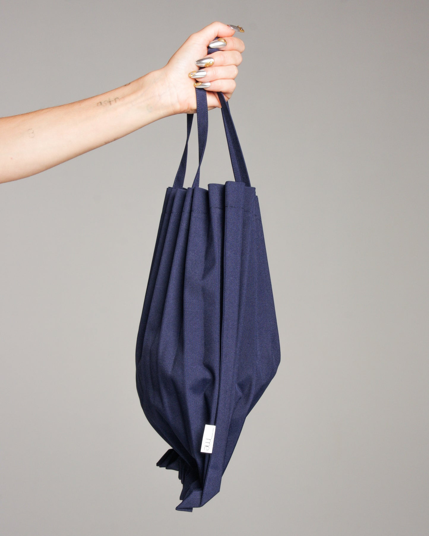 Navy Trunk Pleats Bag